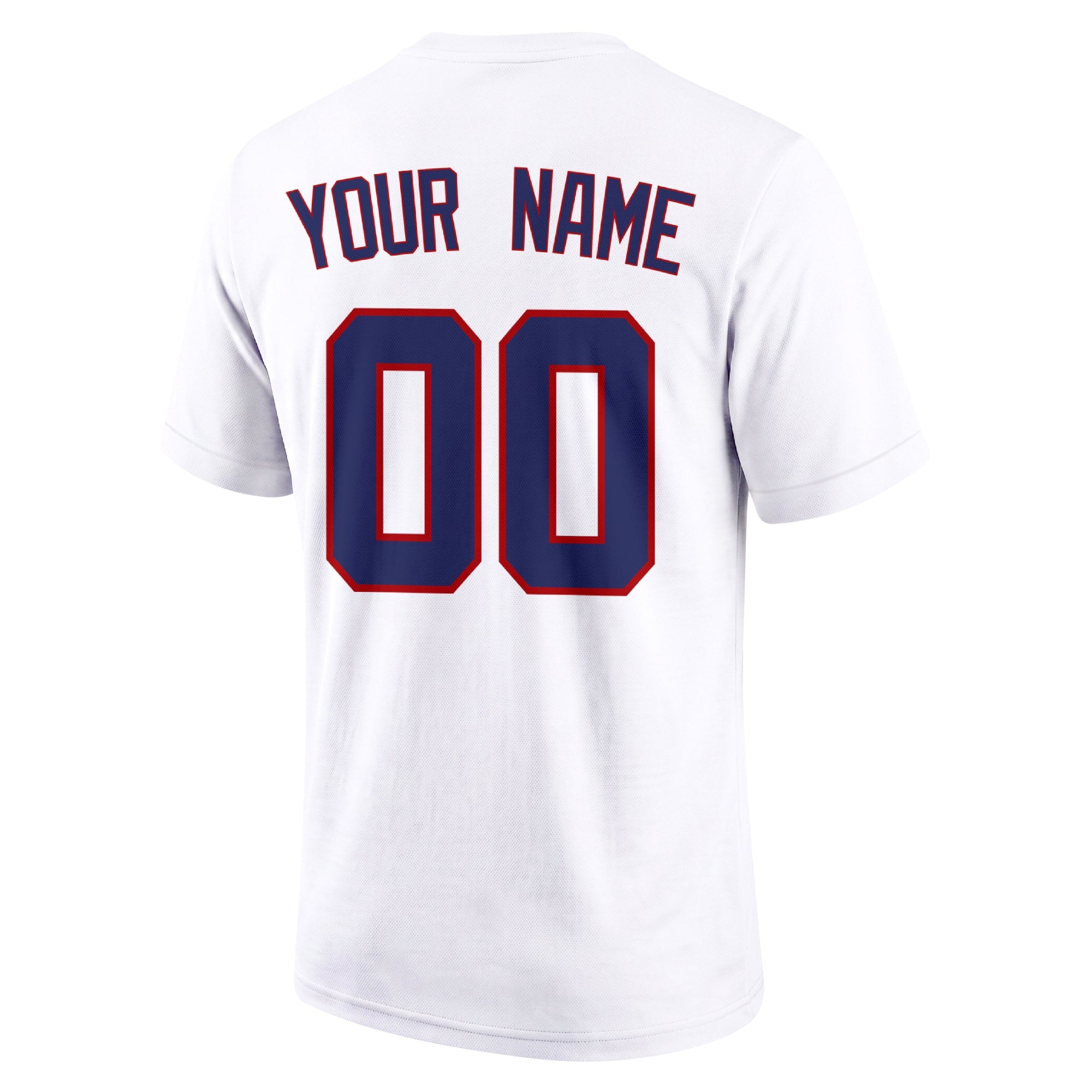 Washington White adult baseball T shirt back view with customizable name and large jersey style number