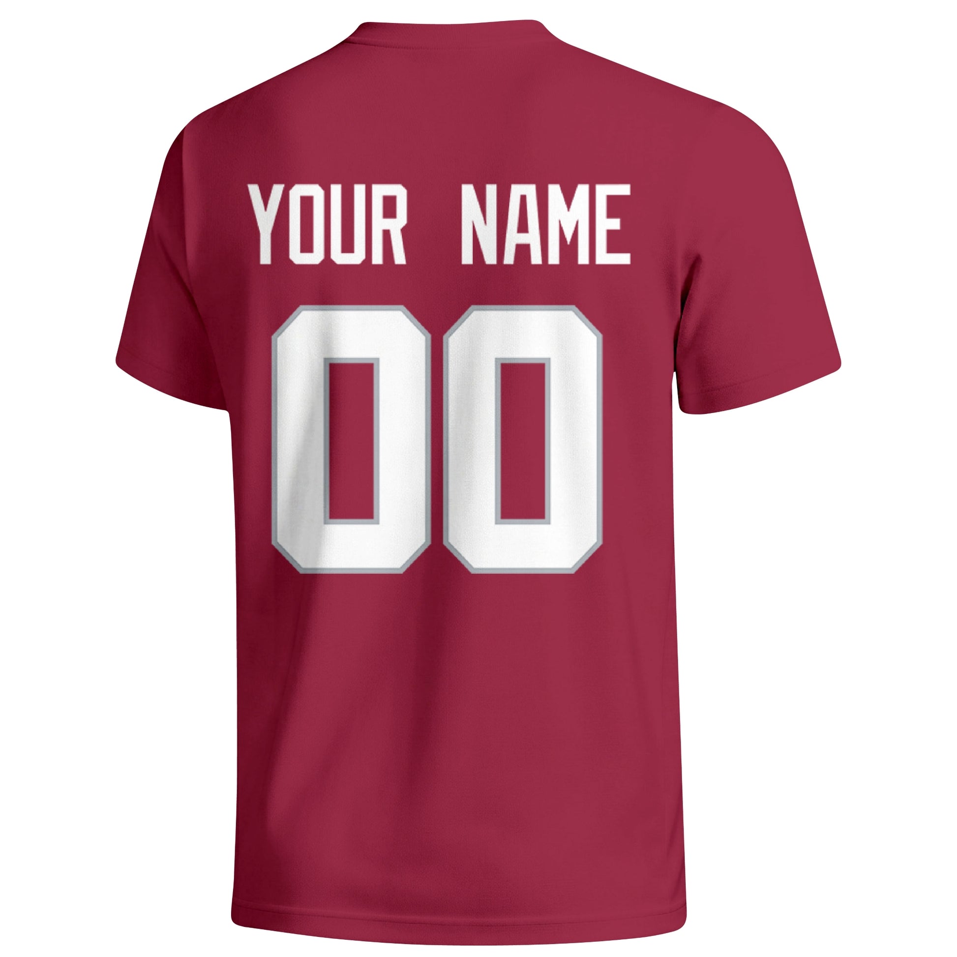 Arizona personalized football badge T shirt in Red showing the back custom name and number