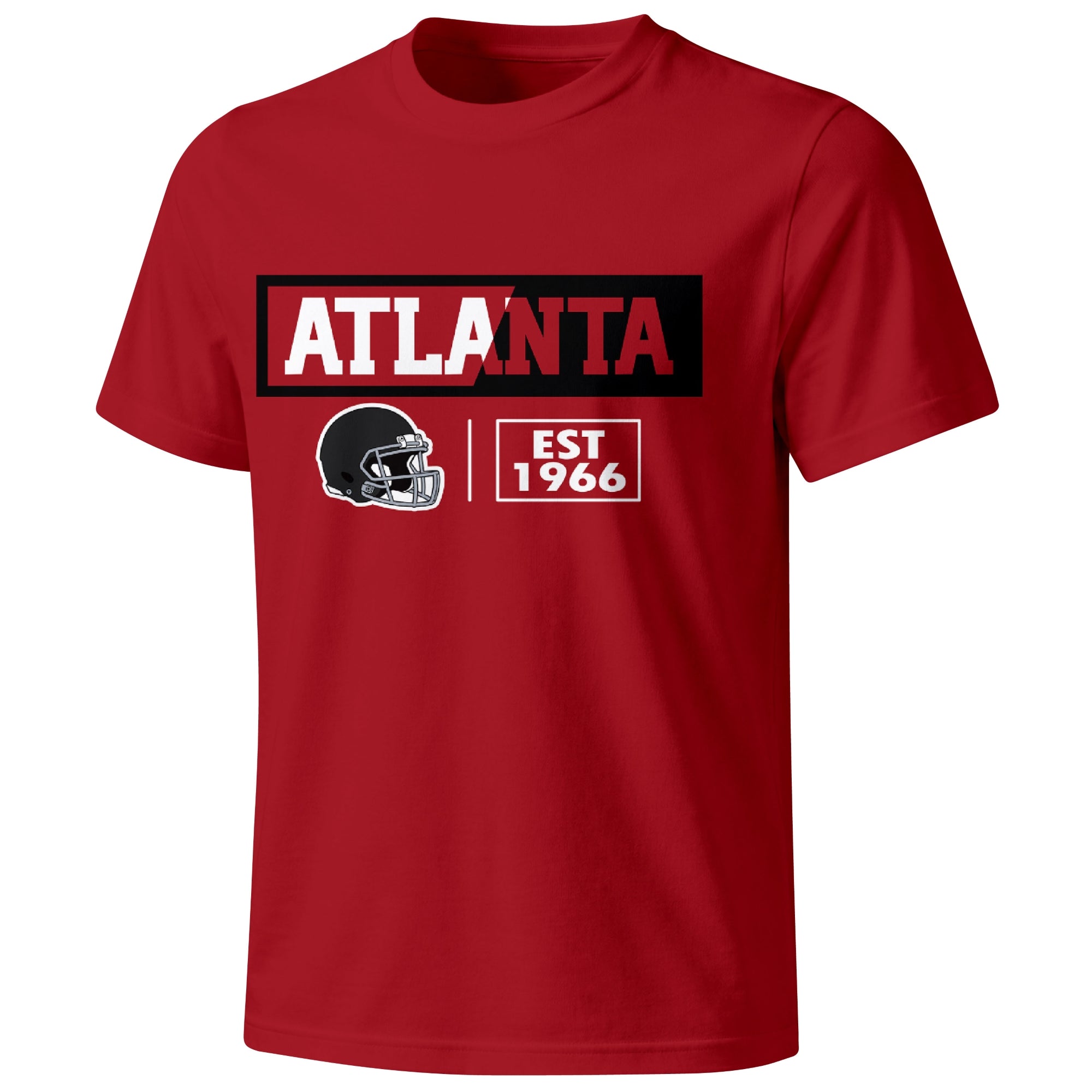 Atlanta football badge T shirt in Red showing the front city and football helmet design