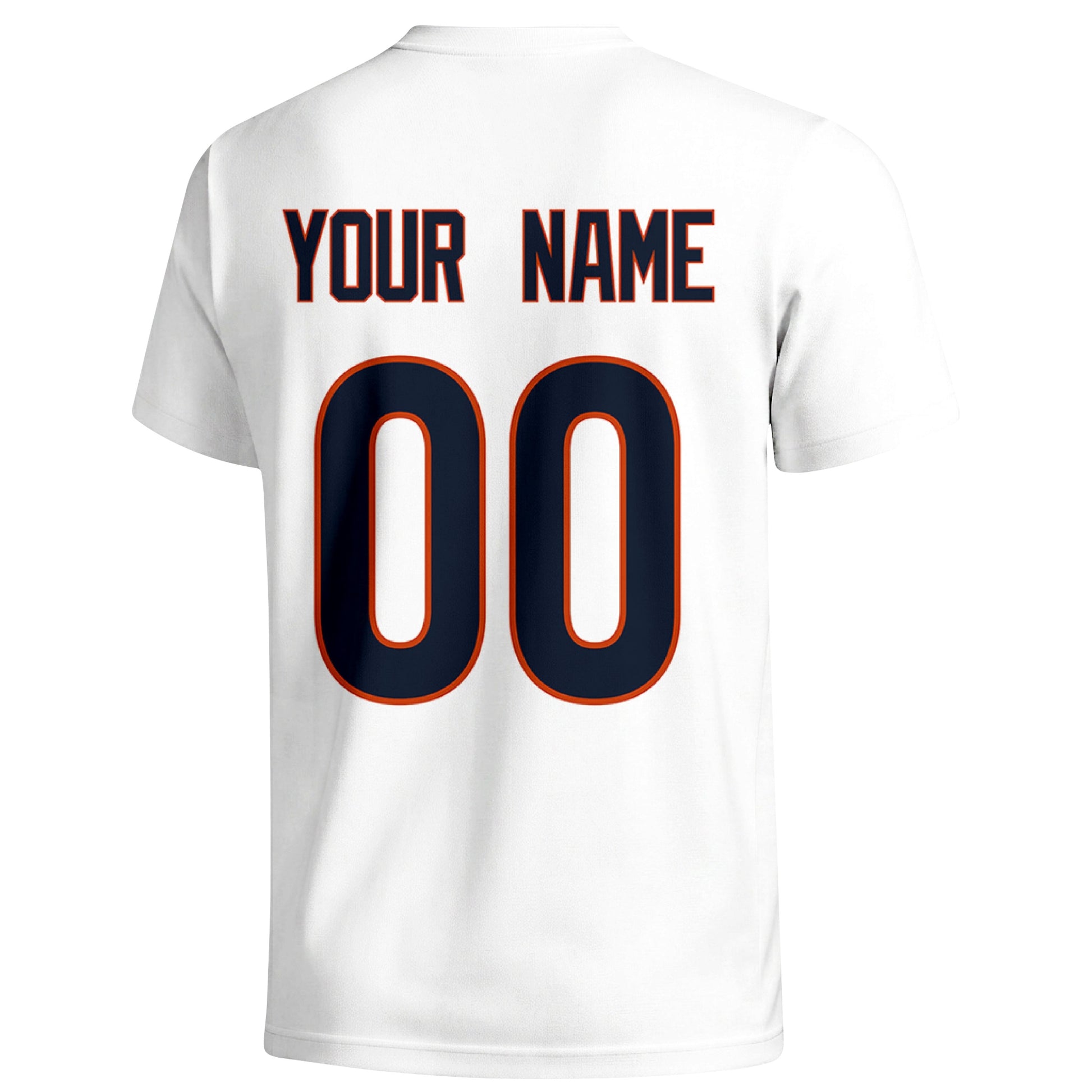 Chicago personalized football badge T shirt in White showing the back custom name and number