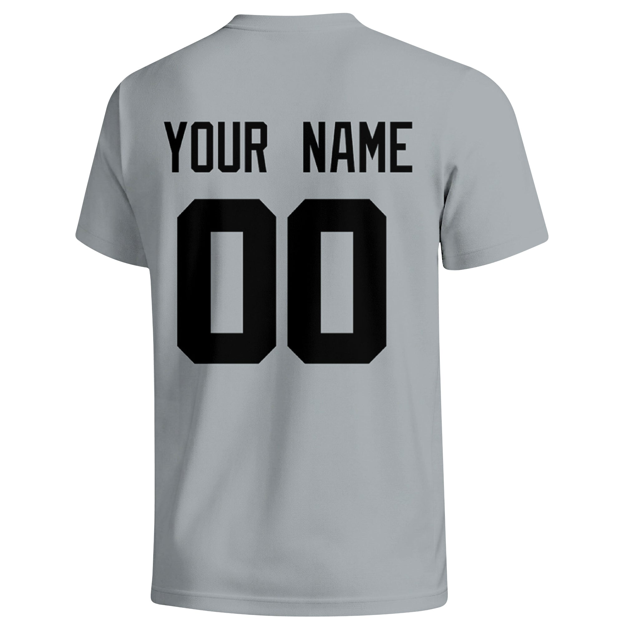 Las Vegas personalized football badge T shirt in Gray showing the back custom name and number