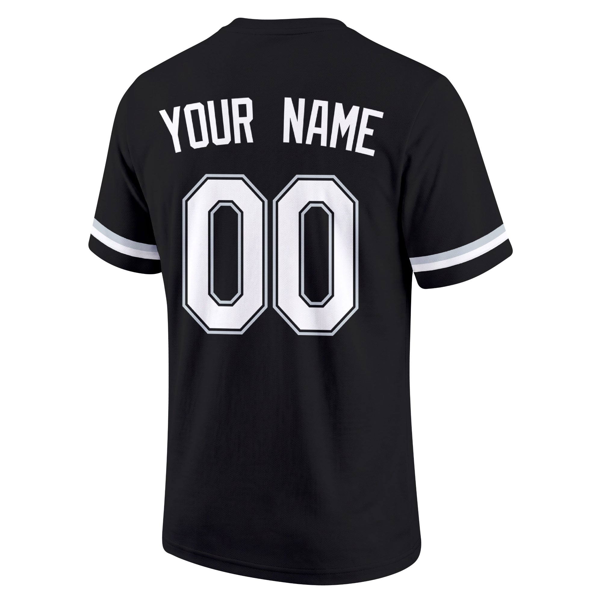 Chicago Black Black adult baseball T shirt back view with customizable name and large jersey style number