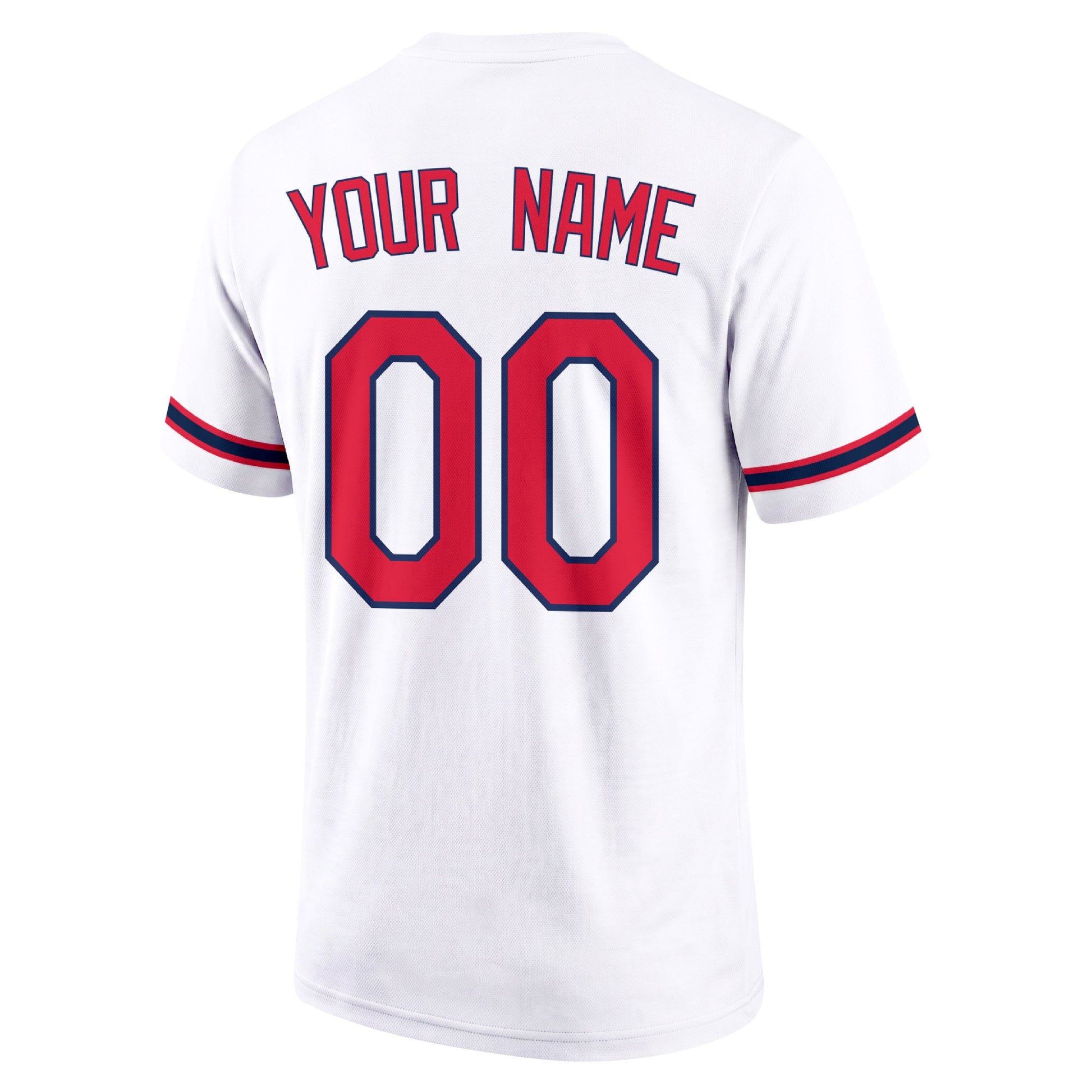 Cleveland White adult baseball T shirt back view with customizable name and large jersey style number