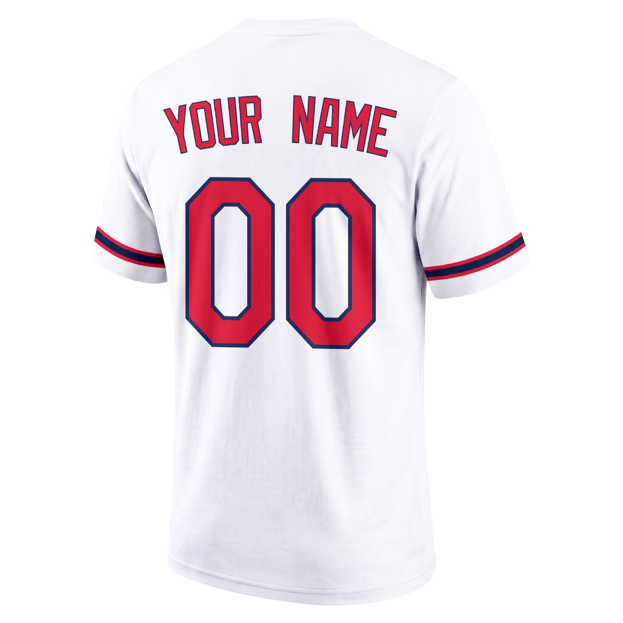 Cleveland White adult baseball T shirt back view with customizable name and large jersey style number