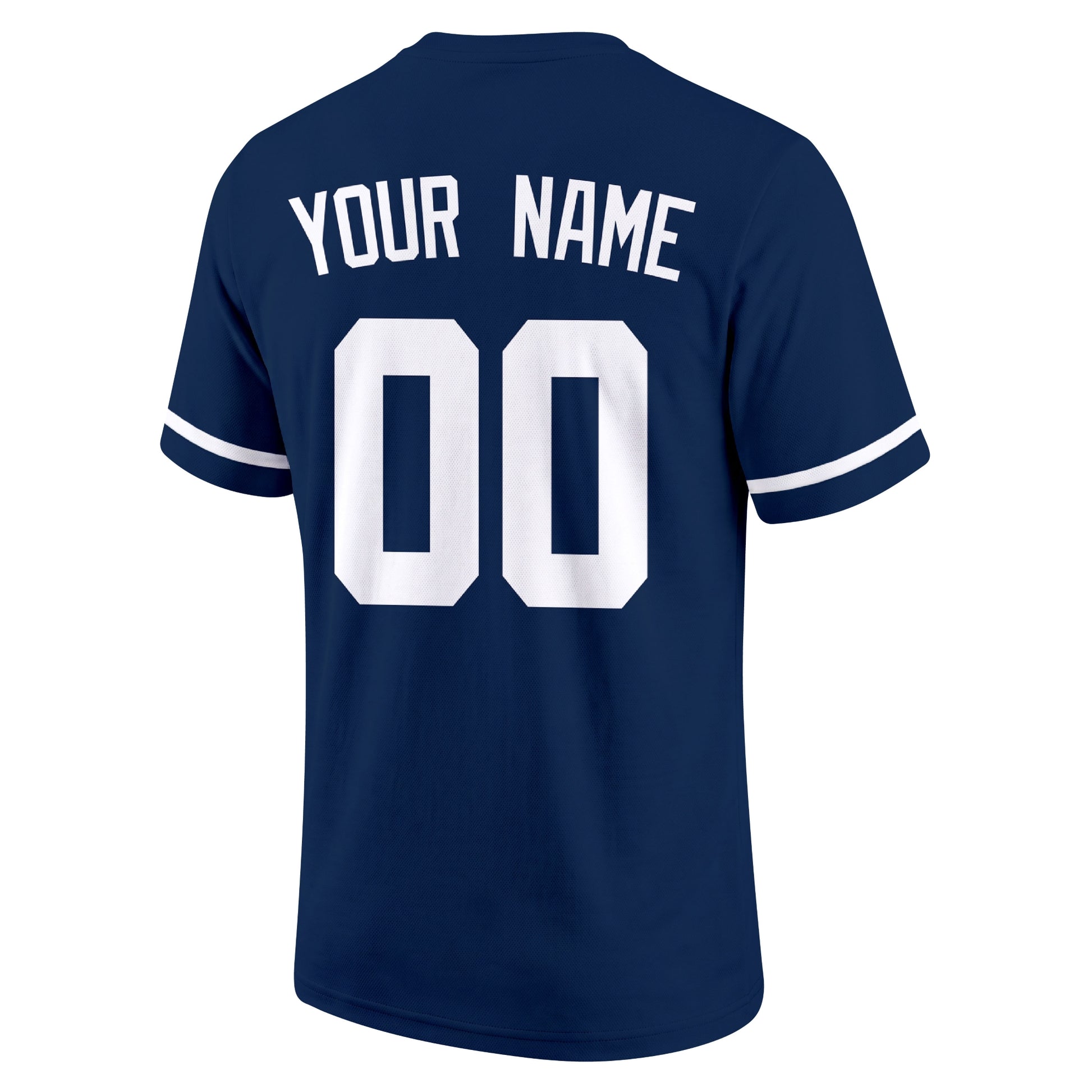 Detroit Navy adult baseball T shirt back view with customizable name and large jersey style number