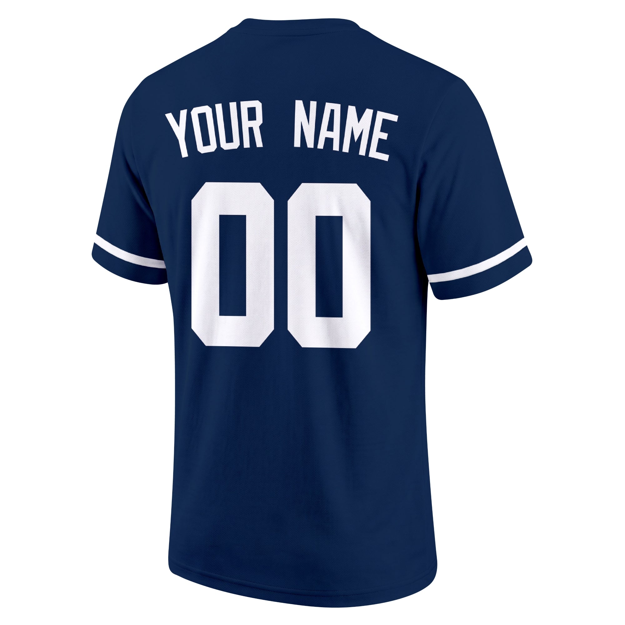 Detroit Navy adult baseball T shirt back view with customizable name and large jersey style number