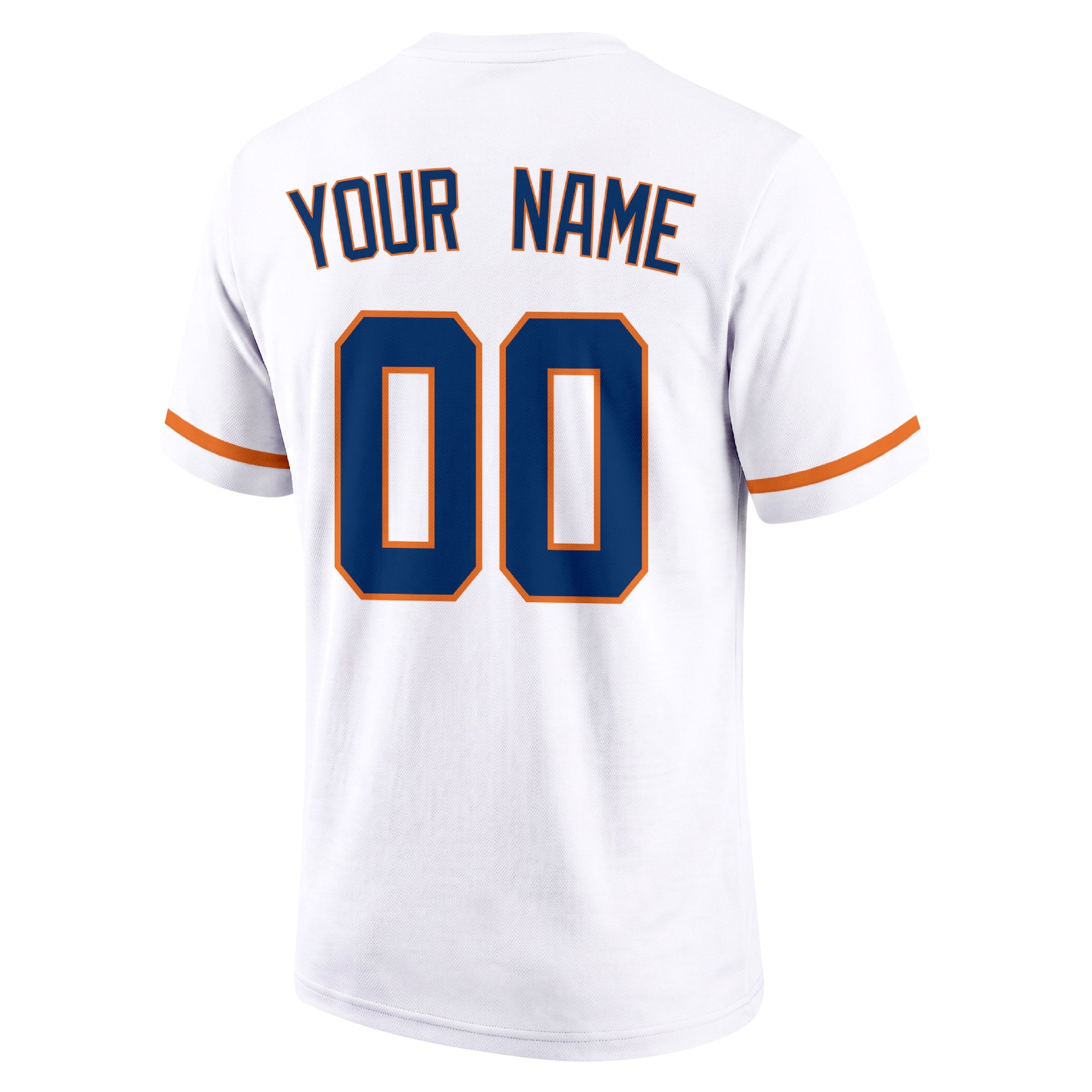 Houston White adult baseball T shirt back view with customizable name and large jersey style number