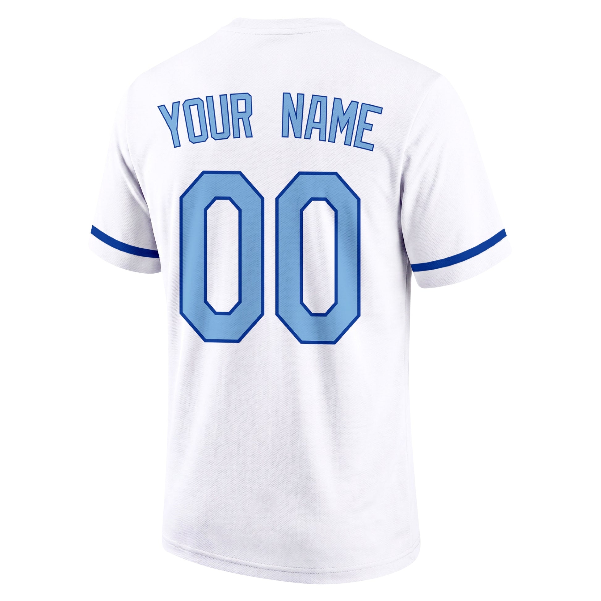 Kansas City White adult baseball T shirt back view with customizable name and large jersey style number