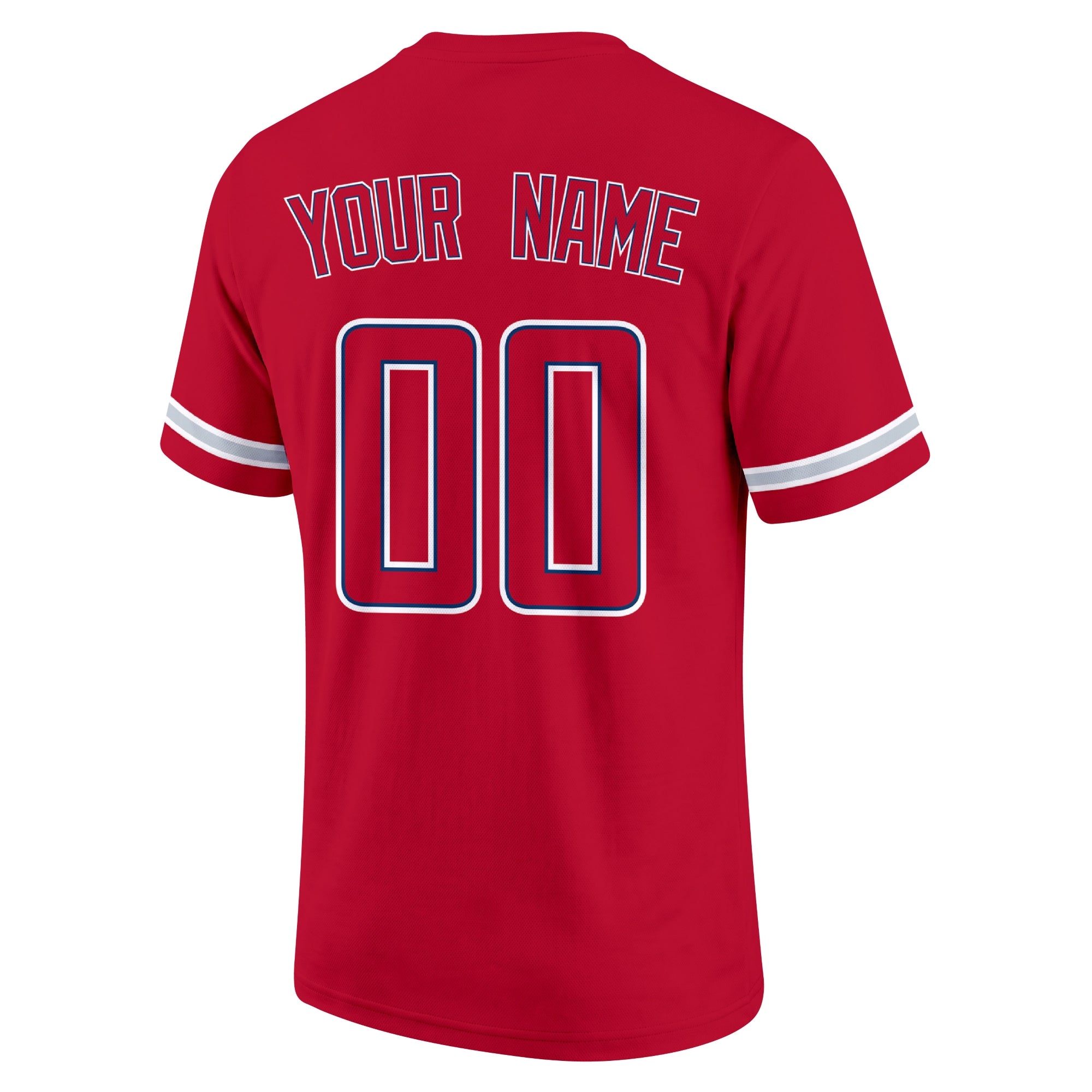 Los Angeles Red Red adult baseball T shirt back view with customizable name and large jersey style number