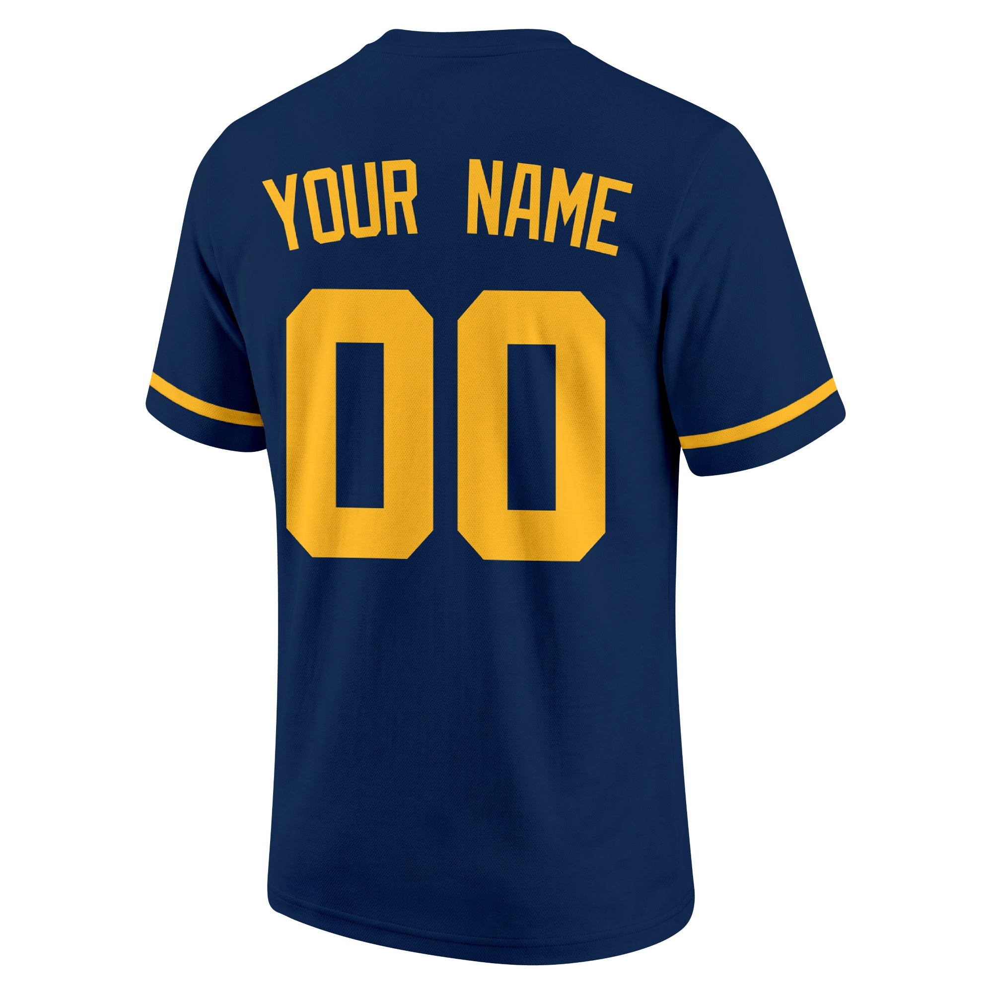 Milwaukee Navy adult baseball T shirt back view with customizable name and large jersey style number