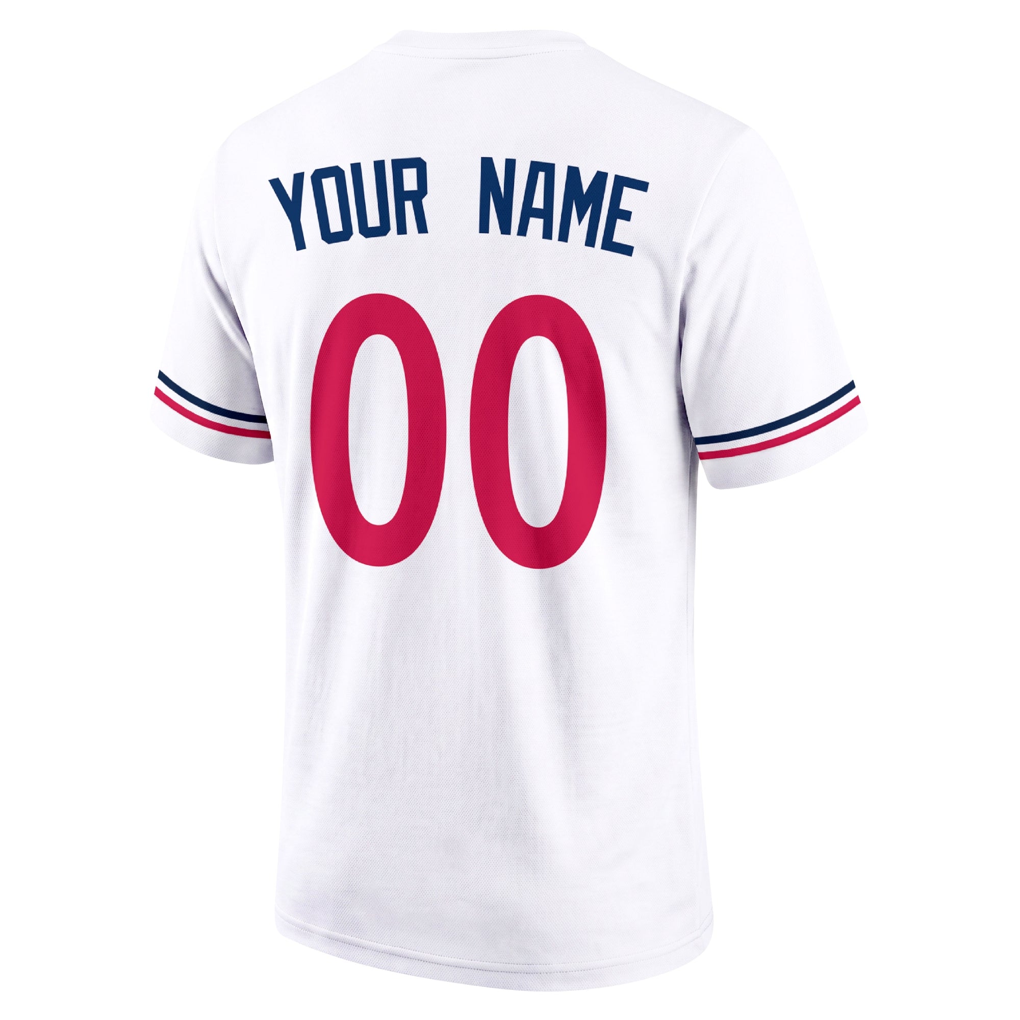 Minnesota White adult baseball T shirt back view with customizable name and large jersey style number