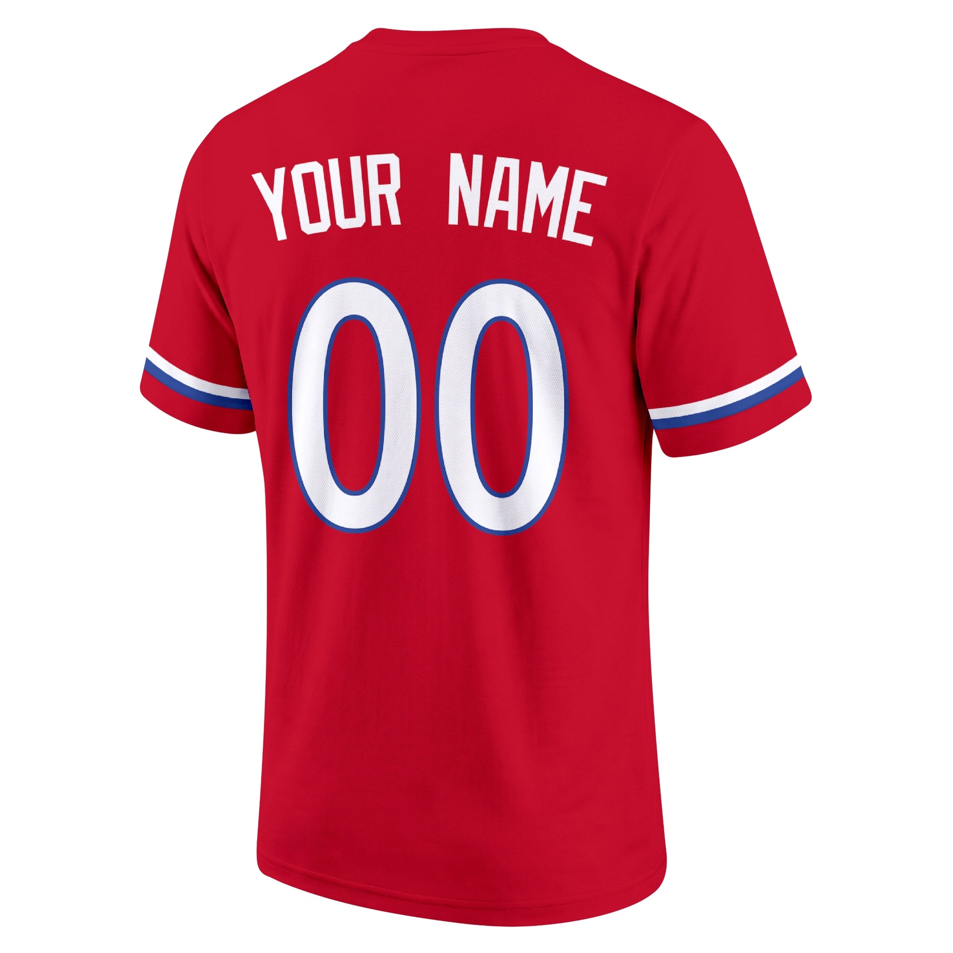 Philadelphia Red adult baseball T shirt back view with customizable name and large jersey style number