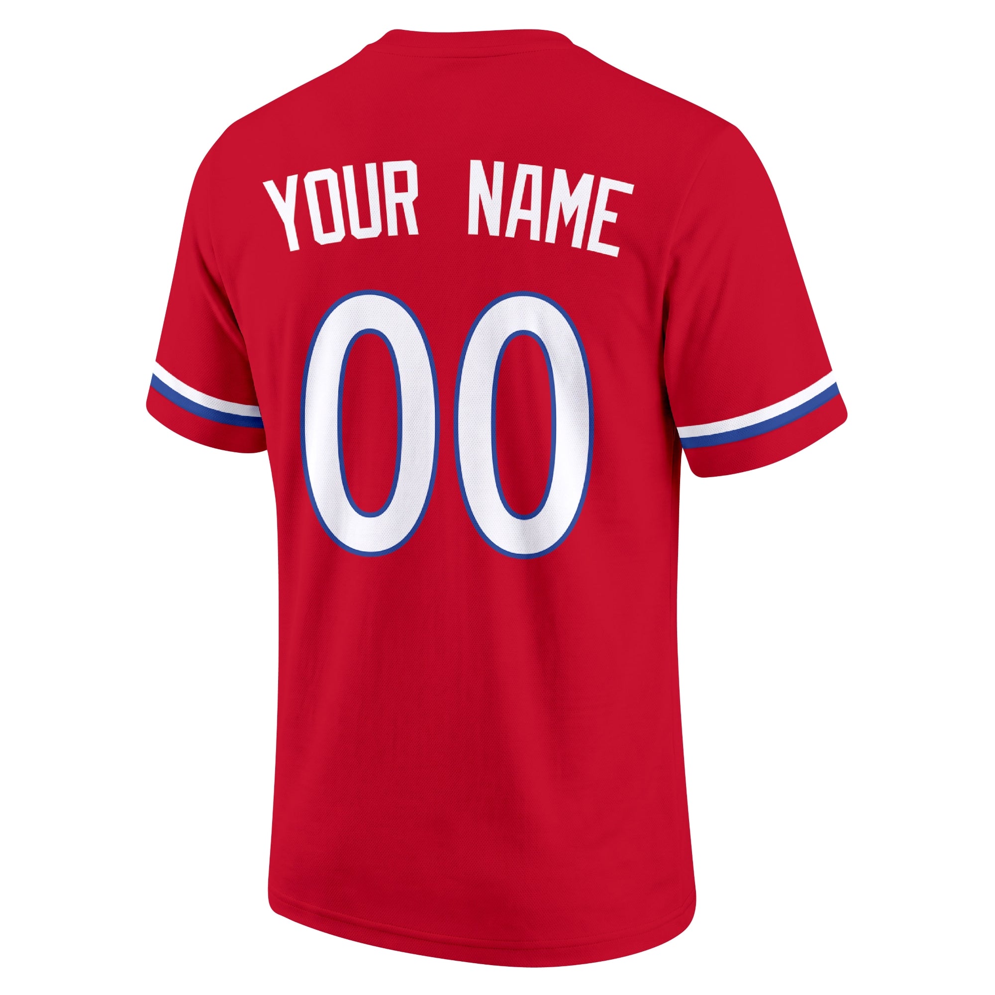Philadelphia Red adult baseball T shirt back view with customizable name and large jersey style number