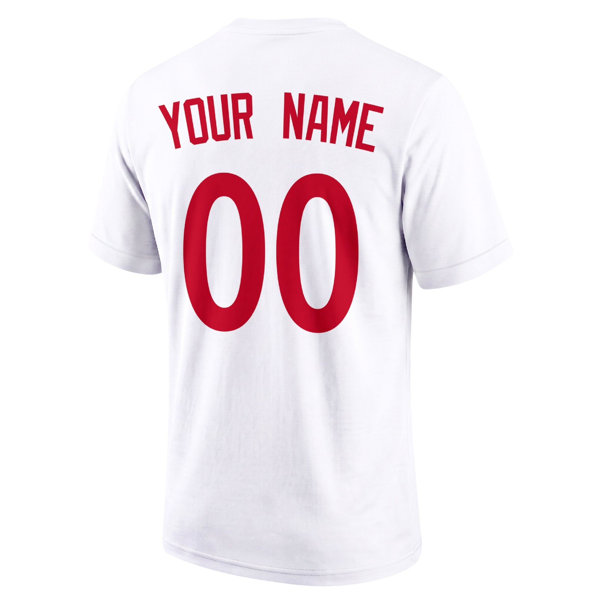 Philadelphia White adult baseball T shirt back view with customizable name and large jersey style number