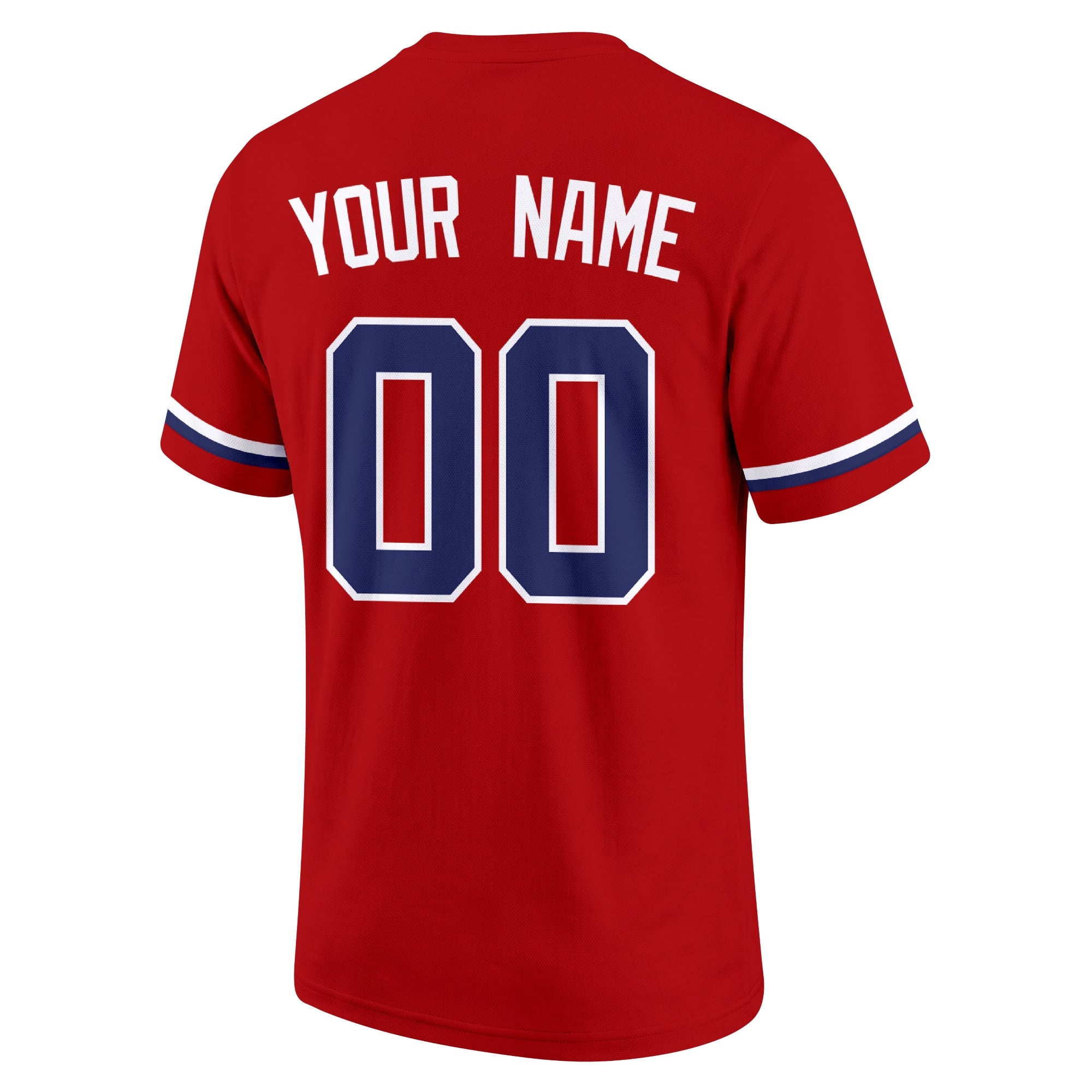 Washington Red adult baseball T shirt back view with customizable name and large jersey style number