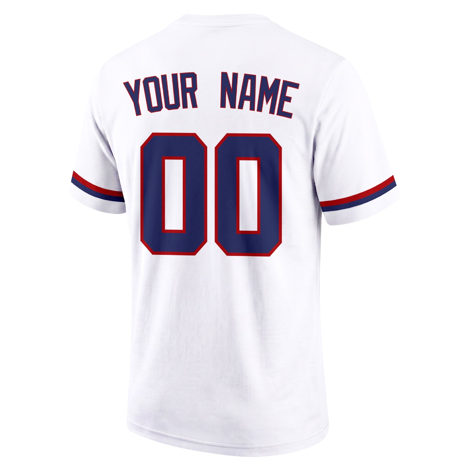Washington White adult baseball T shirt back view with customizable name and large jersey style number