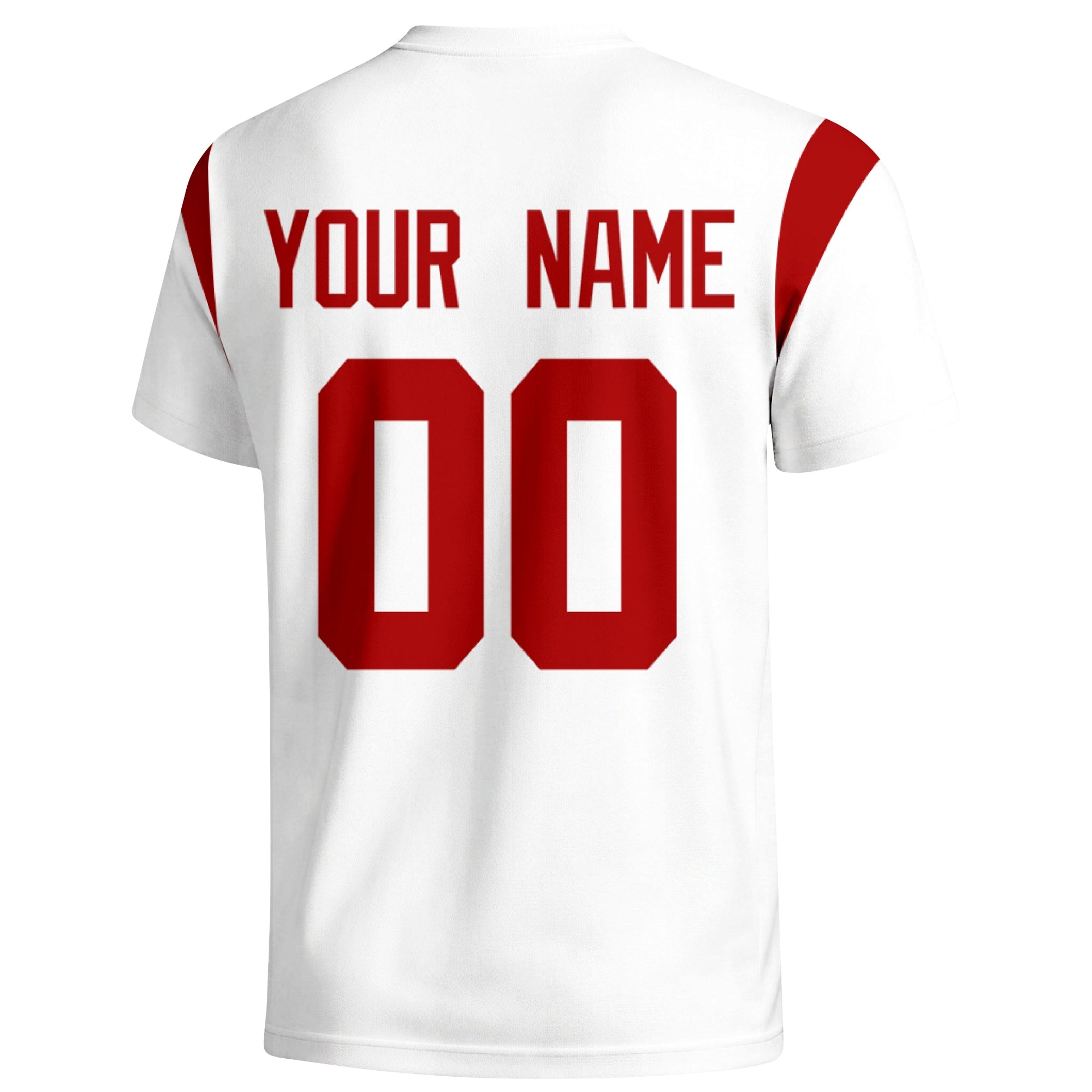 San Francisco personalized varsity football T shirt in White showing the back custom name and number