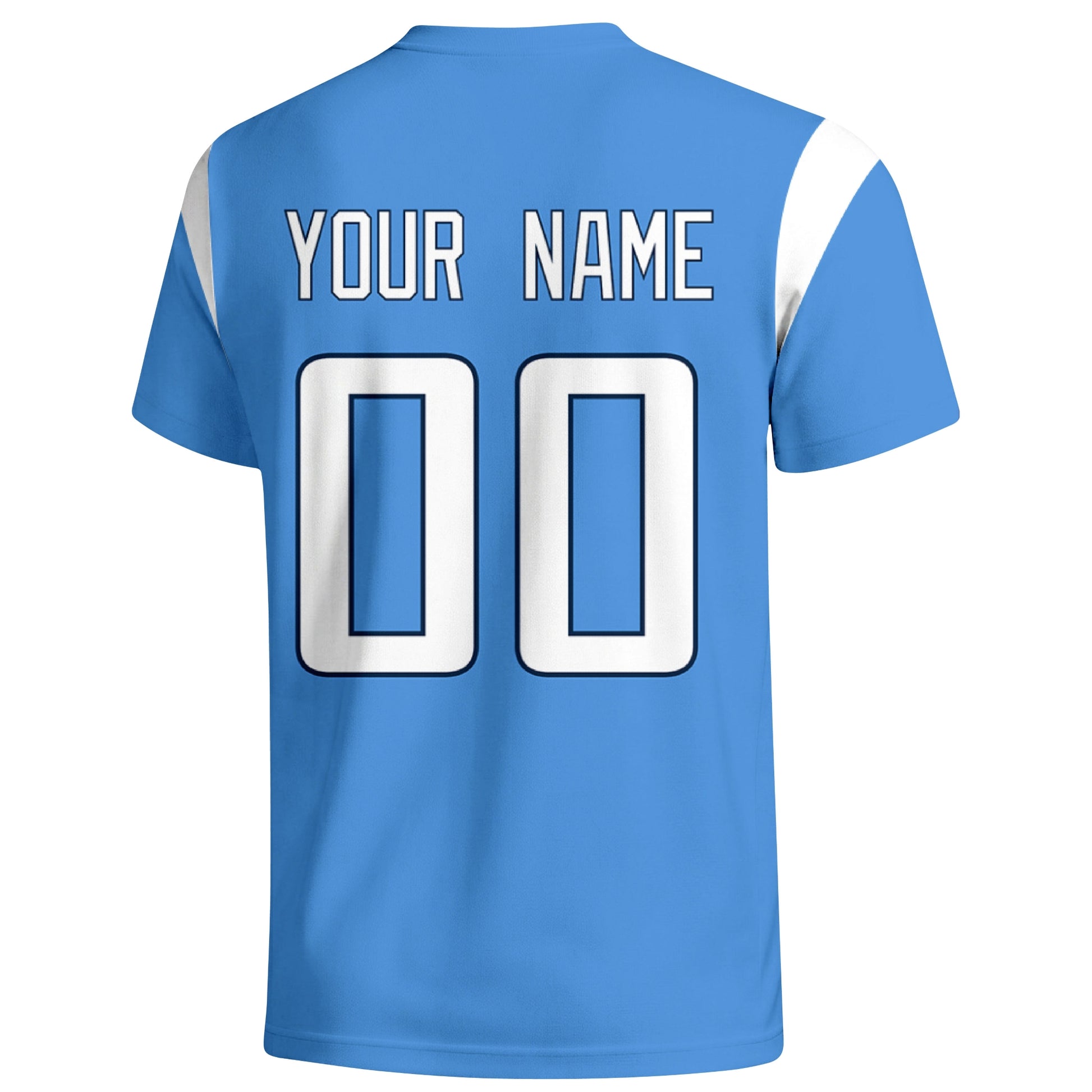 Tennessee personalized varsity football T shirt in Navy showing the back custom name and number