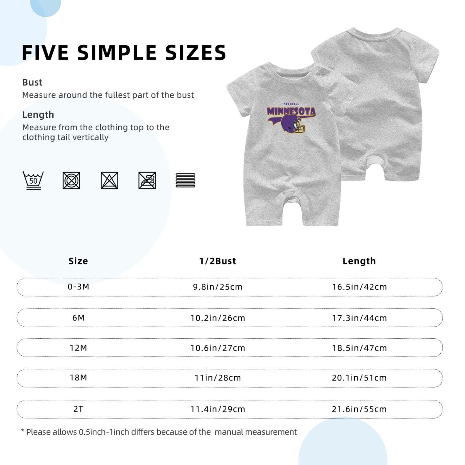 Personalized Minnesota Baby Football Bodysuit - Custom Name & Number - Antking ANTKING