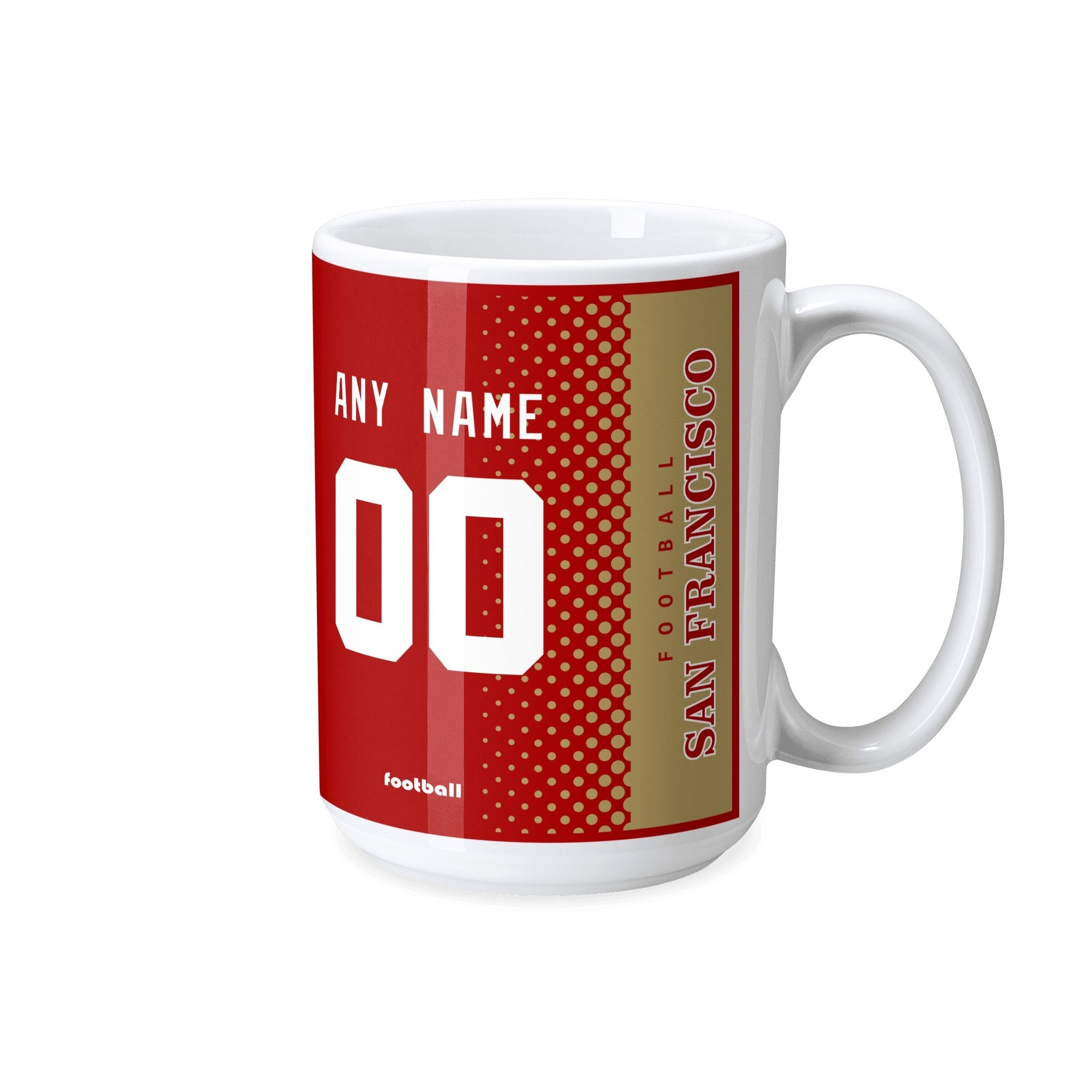 Personalized San Francisco Football Mug - Custom Name & Number - Antking ANTKING
