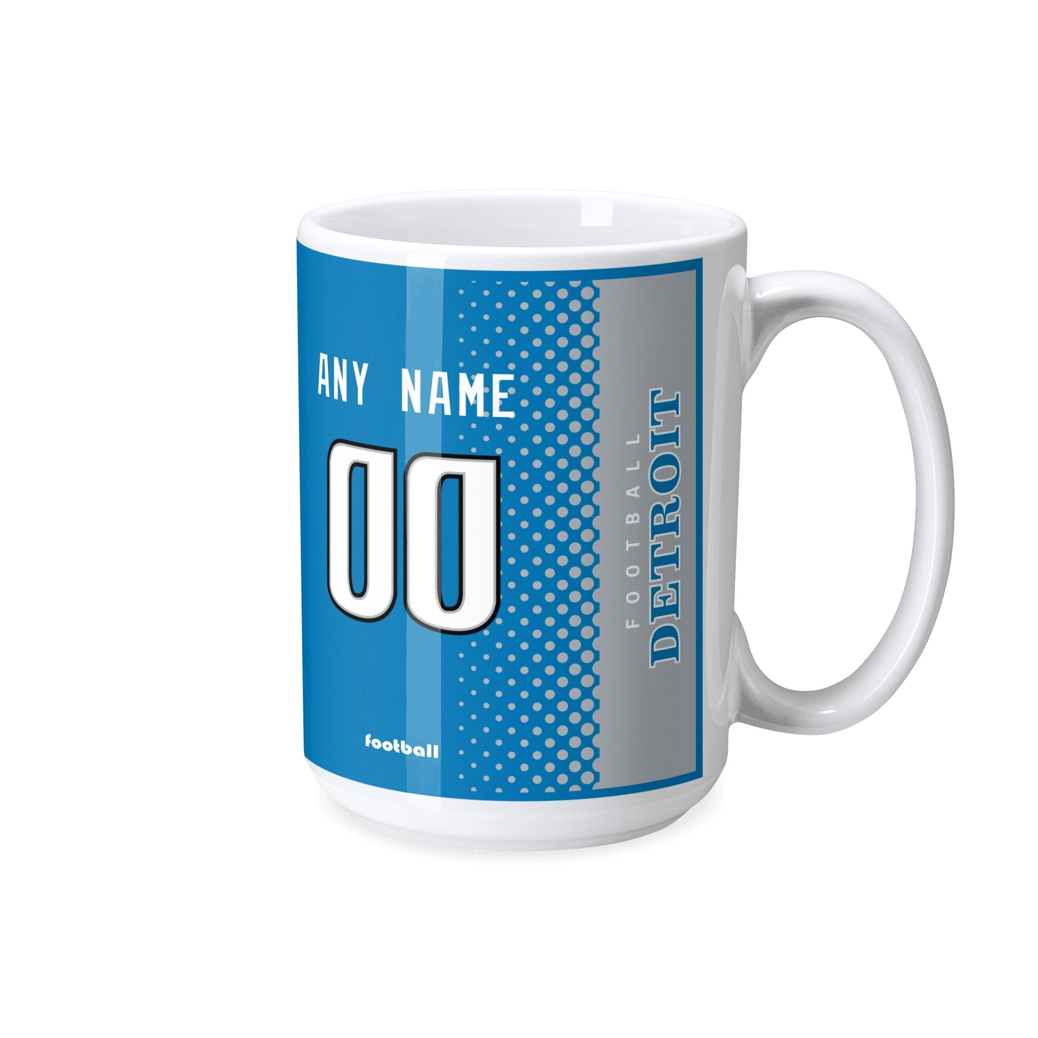 Personalized Detroit Football Mug - Custom Name & Number - Antking ANTKING