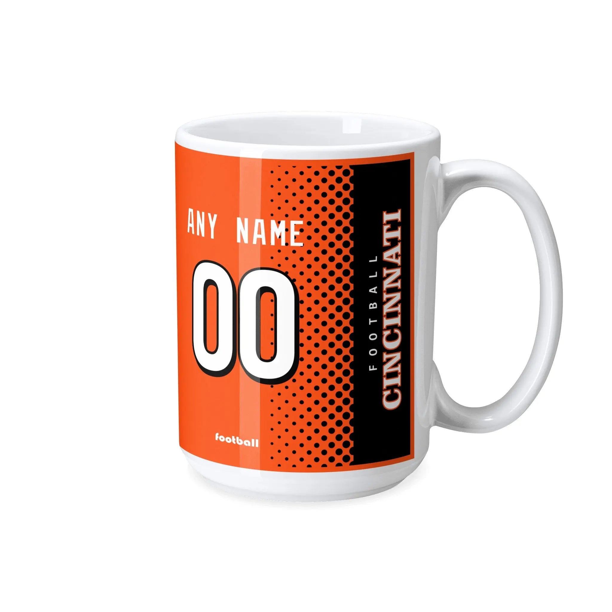 Personalized Cincinnati Football Mug - Custom Name & Number - Antking ANTKING