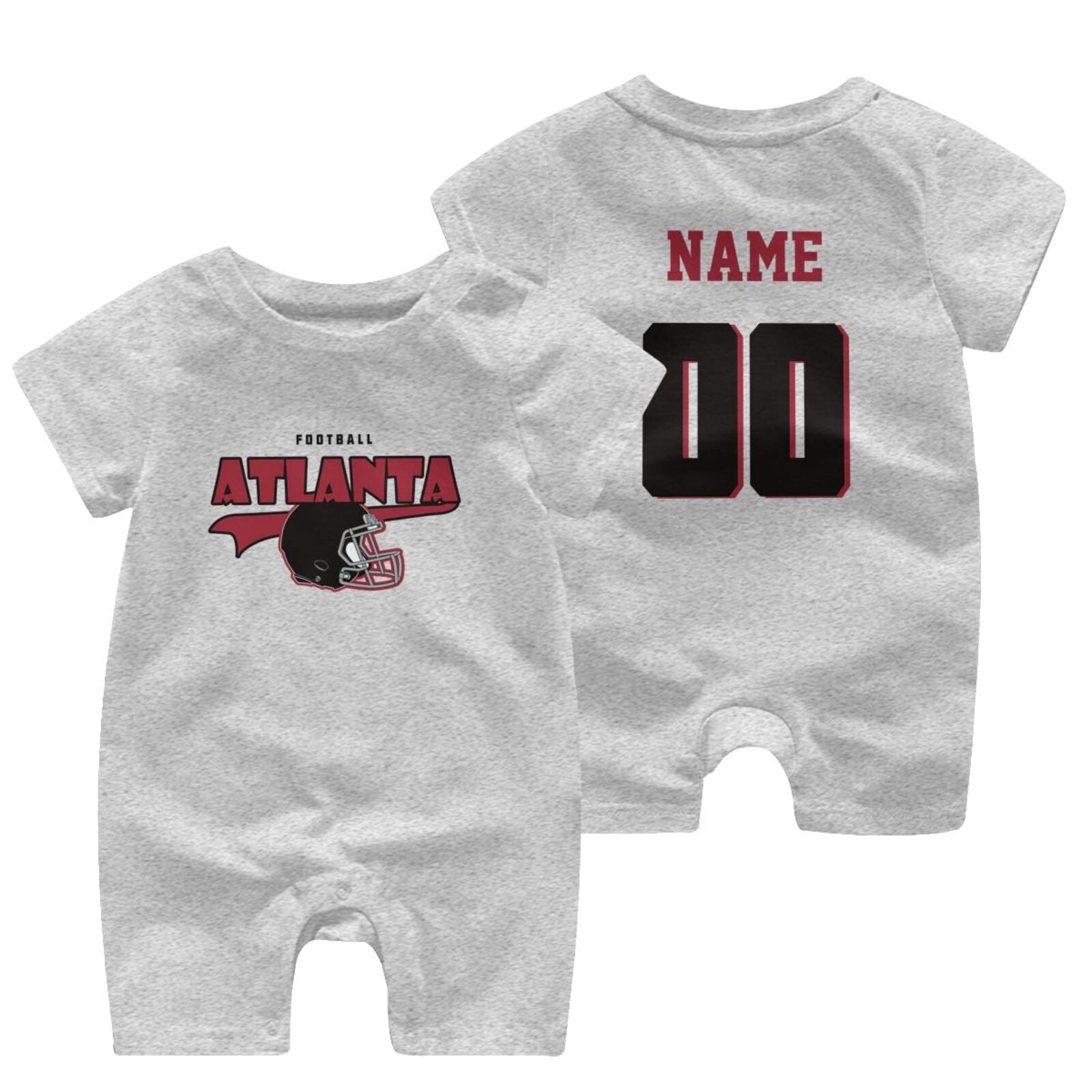 Personalized Atlanta Baby Football Bodysuit - Custom Name & Number - Antking ANTKING