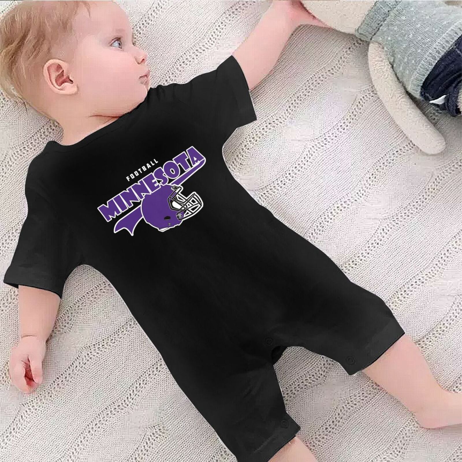 Personalized Minnesota Baby Football Bodysuit - Custom Name & Number - Antking ANTKING
