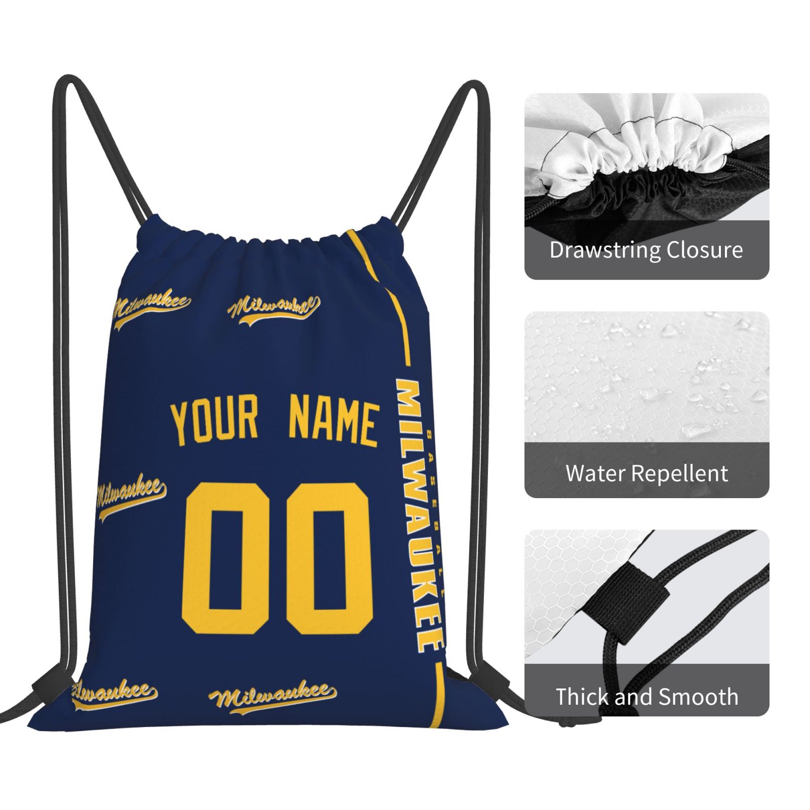 ANTKING Milwaukee Drawstring Bags Backpack Custom any Name and Number for Men Women Boy Gifts ANTKING