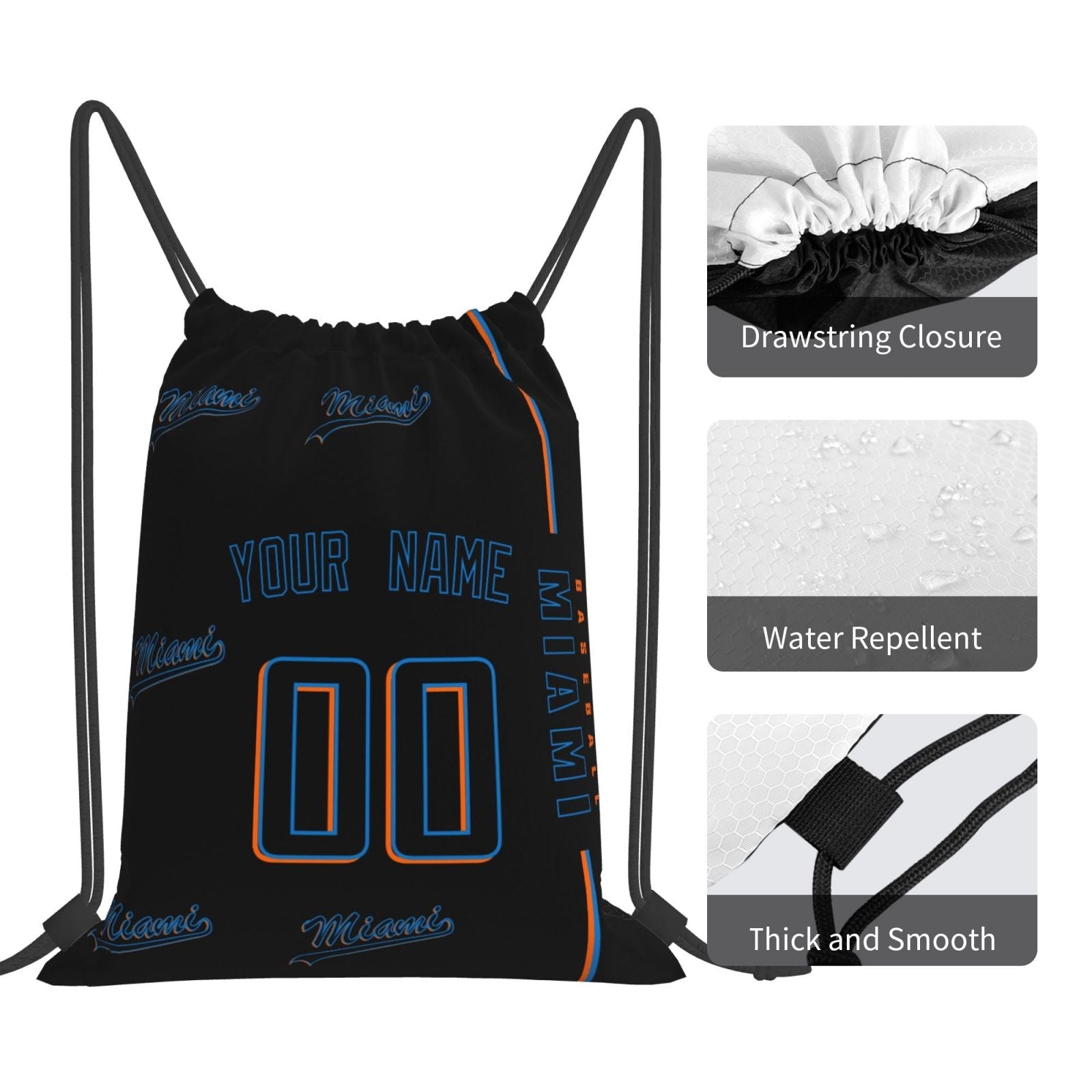 ANTKING Miami Drawstring Bags Backpack Custom any Name and Number for Men Women Boy Gifts ANTKING