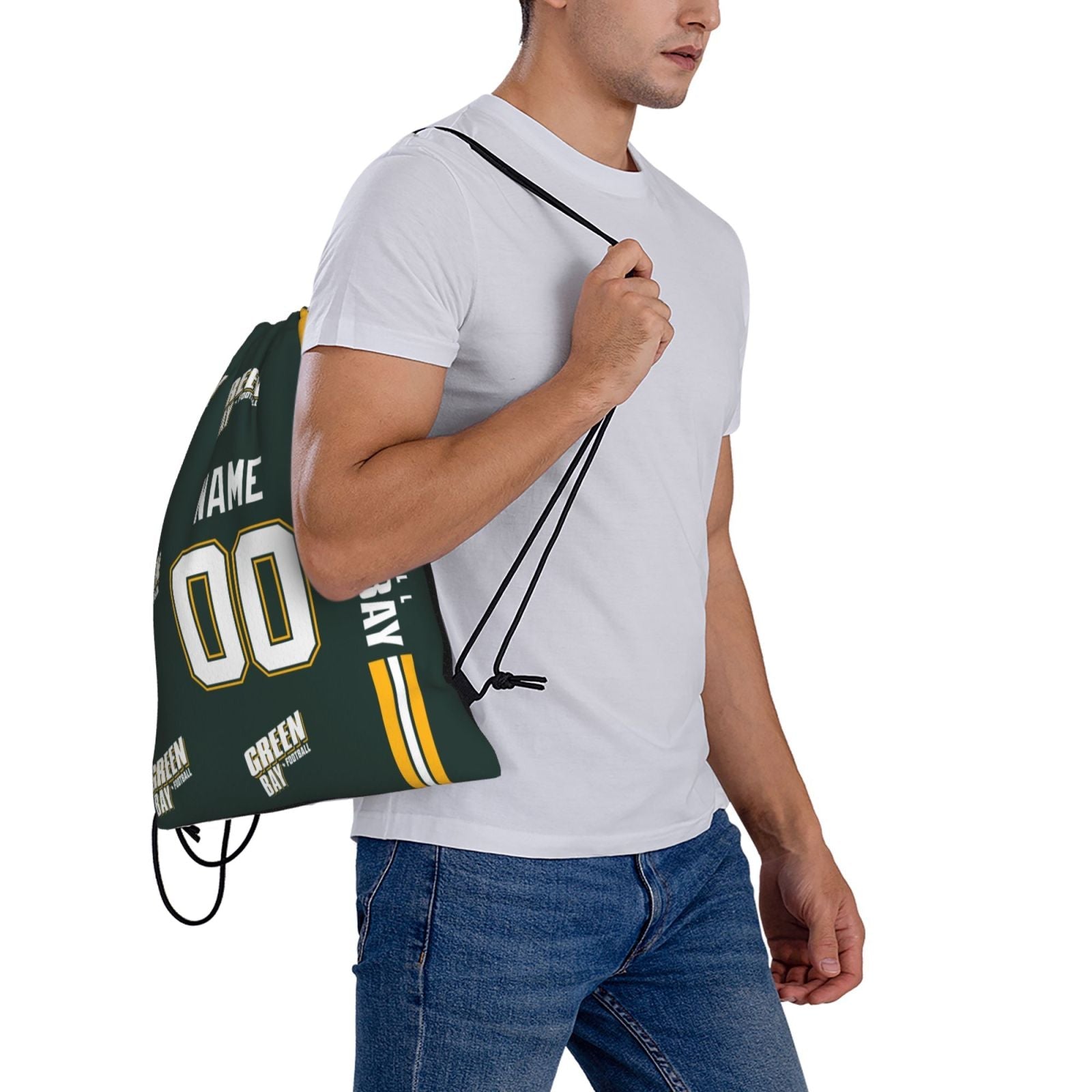 ANTKING Green Bay Drawstring Bags Custom any Name and Number Backpack for Men Youth Boy Gifts ANTKING