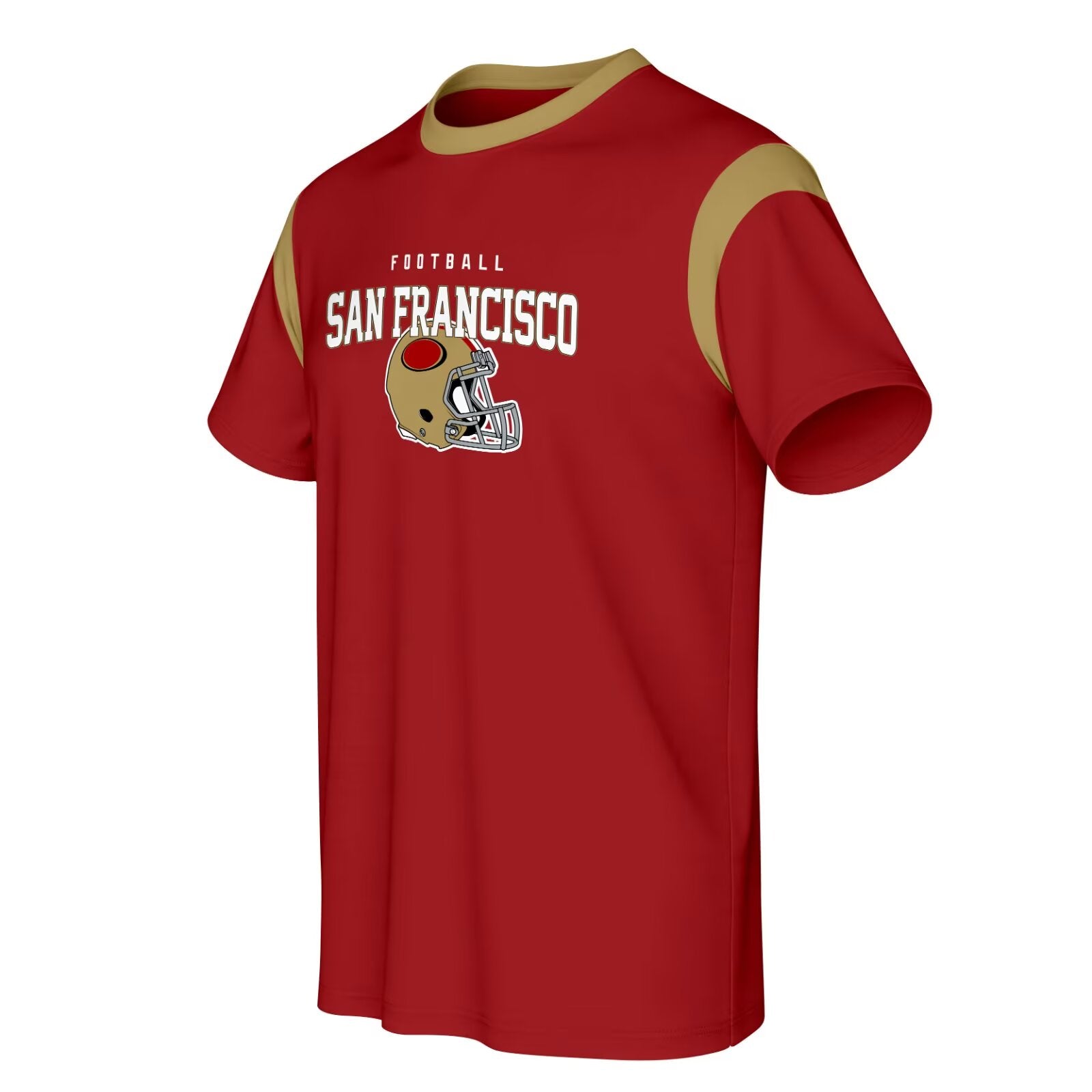 San Francisco football style T-shirt front view with crewneck short sleeve design