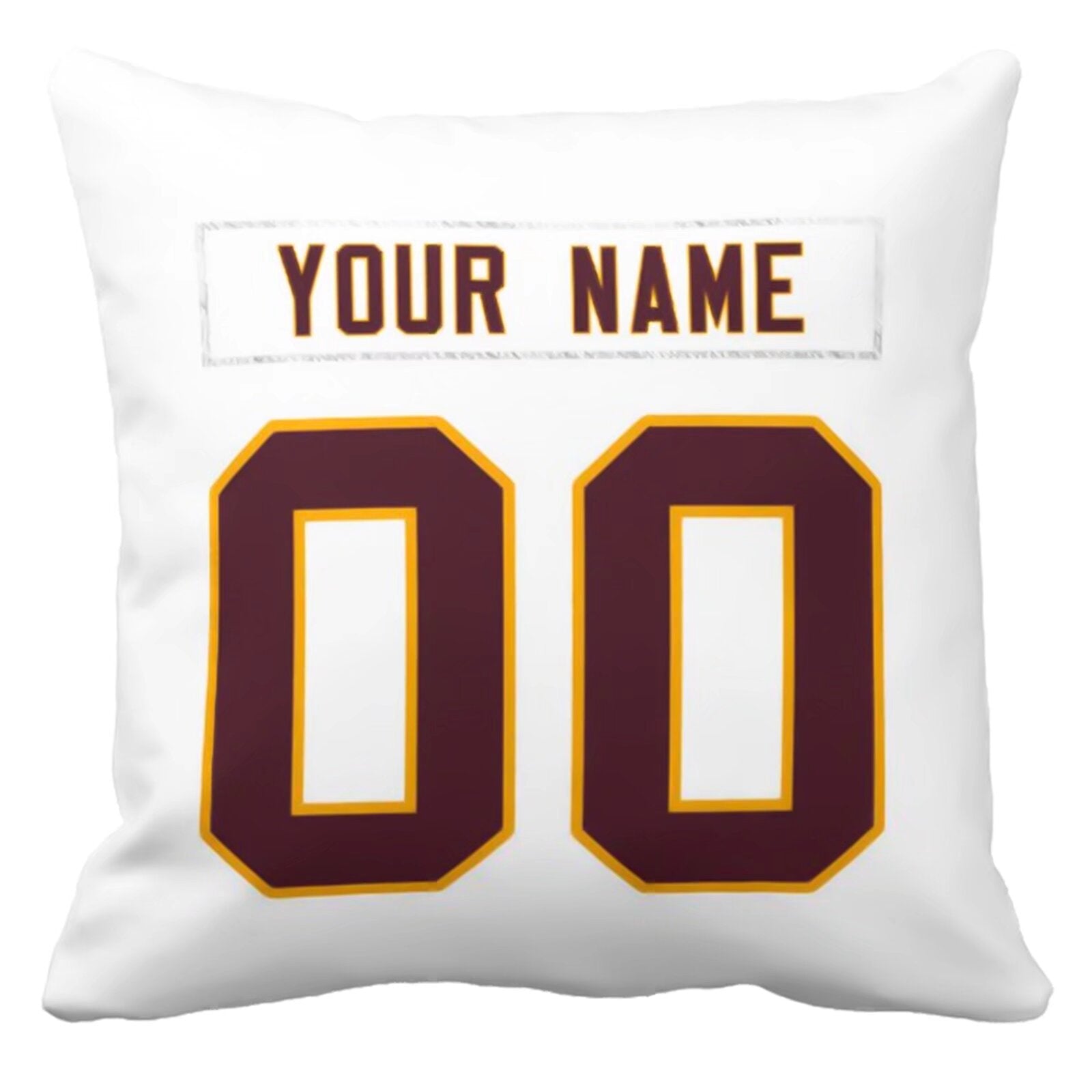 Washington custom football throw pillow two-tone product view with name and number