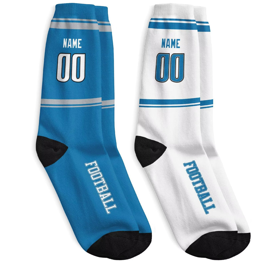 Custom Detroit Football Socks - Personalized Athletic Fan Crew Socks - Antking
