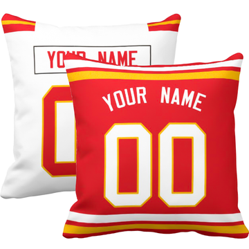 Kansas personalized football throw pillow set with custom name and number in city-inspired colors