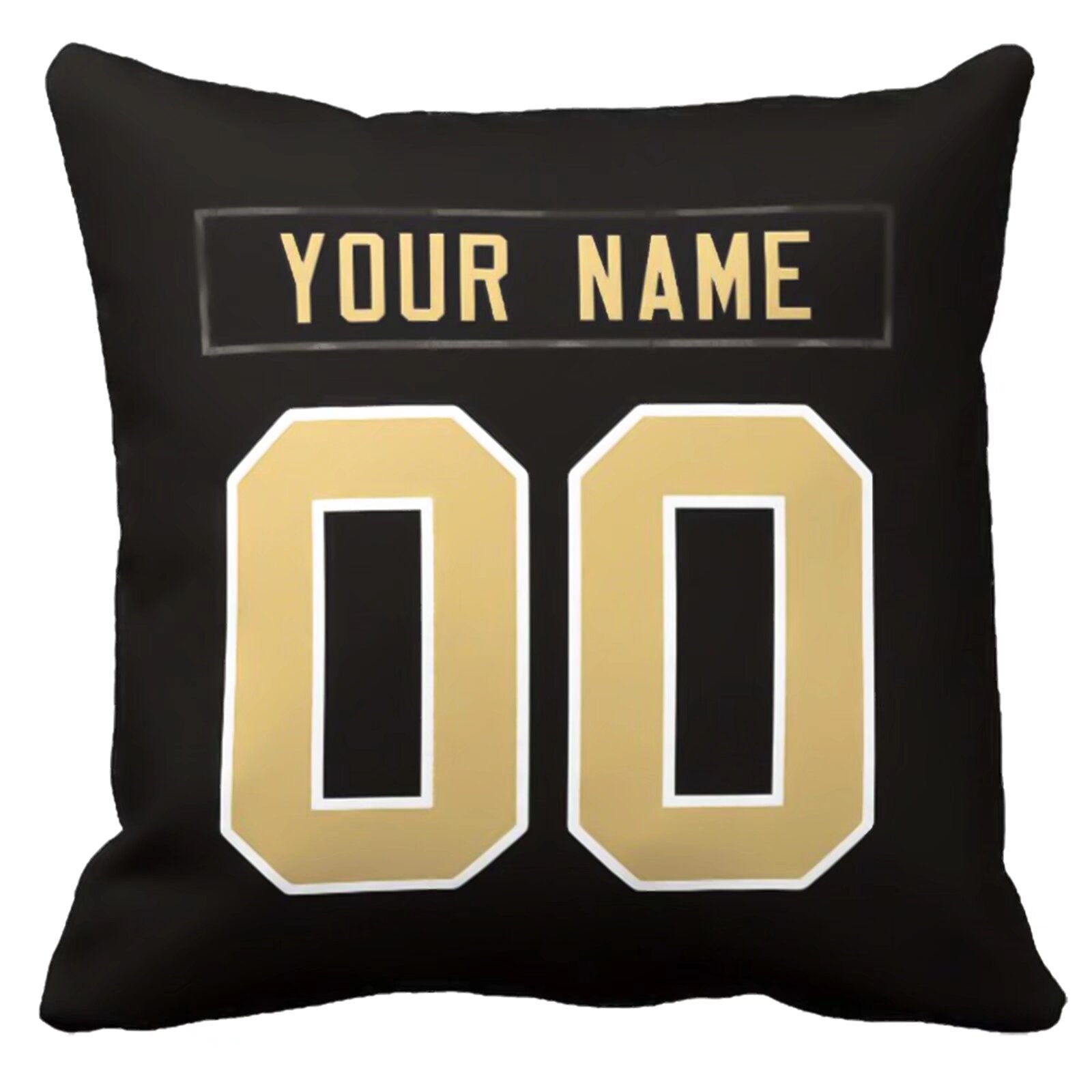 New Orleans personalized football pillow alternate back view with arched name and number