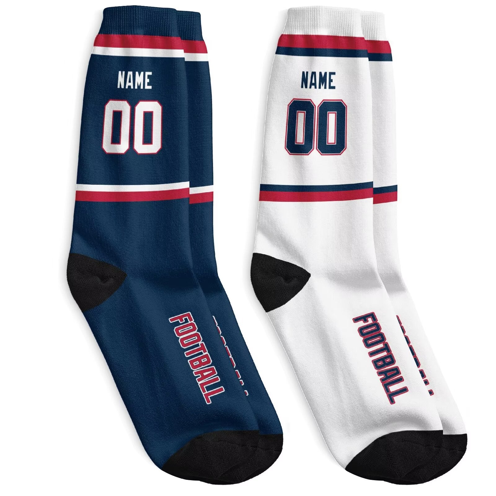 Custom New England Football Socks - Personalized Athletic Fan Crew Socks - Antking