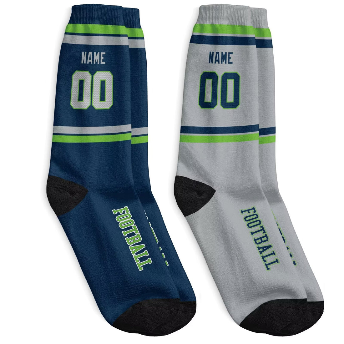 Custom Seattle Football Socks - Personalized Athletic Fan Crew Socks - Antking