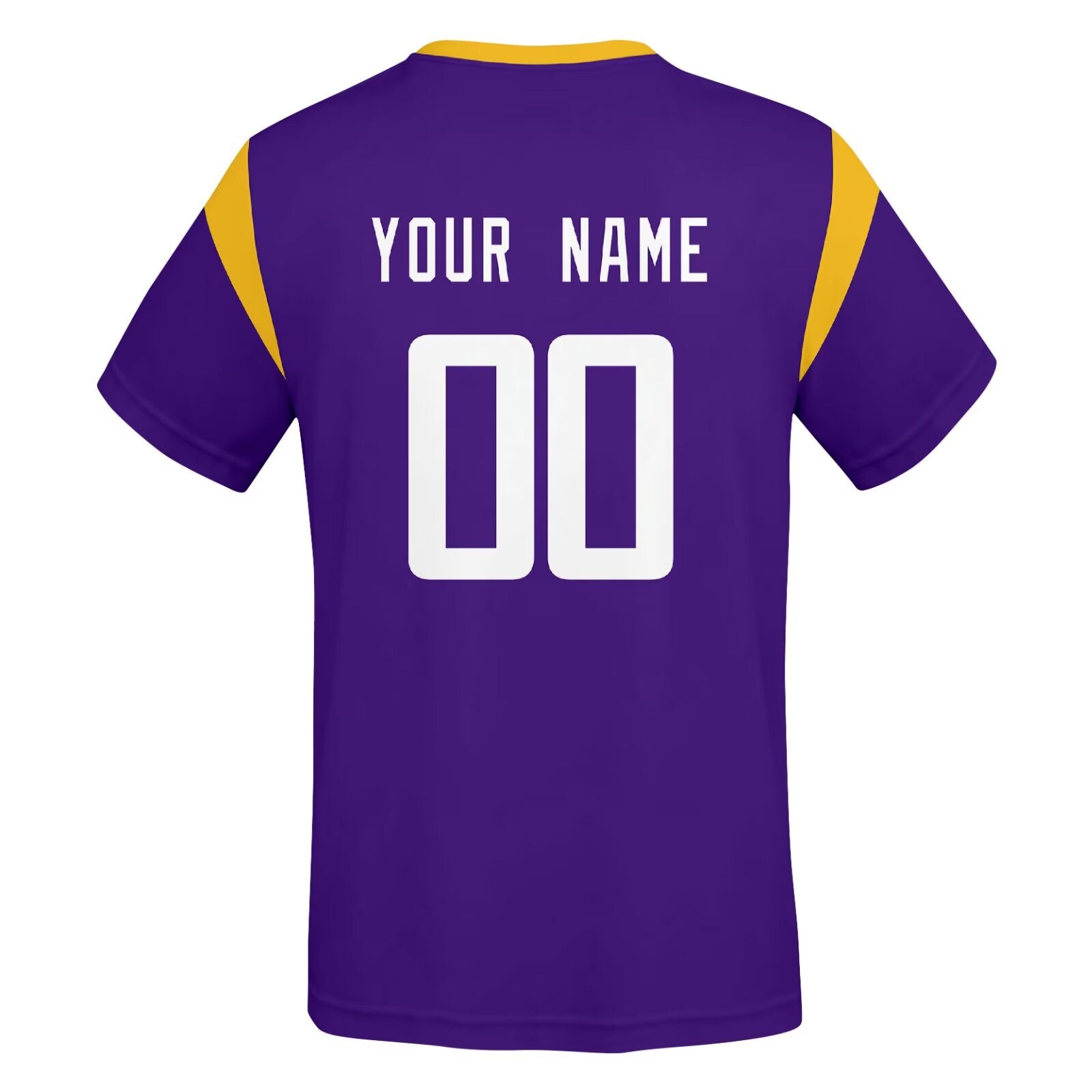 Minnesota football style T-shirt back view with personalized name and number print