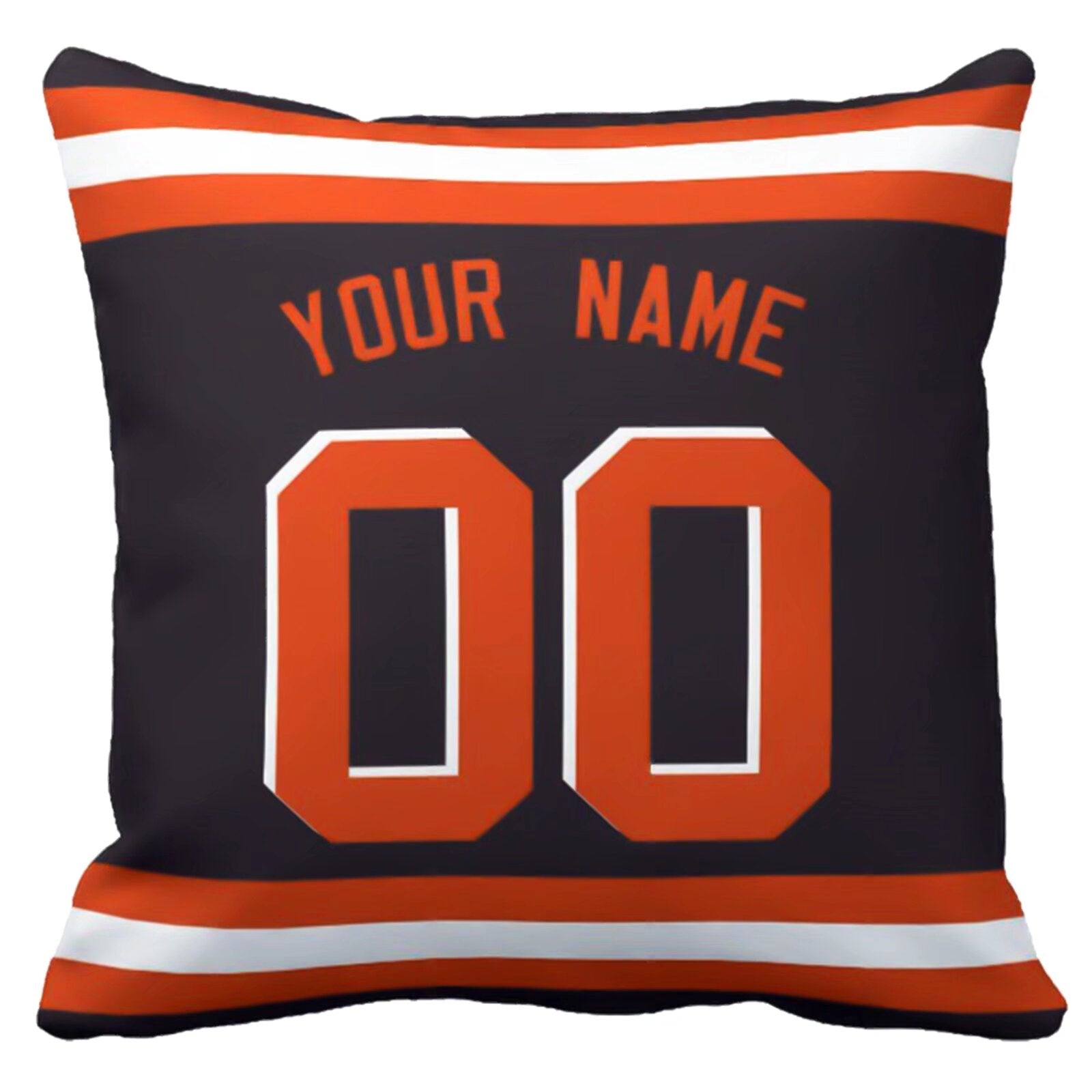 Cleveland custom football throw pillow front view with personalized name and number artwork