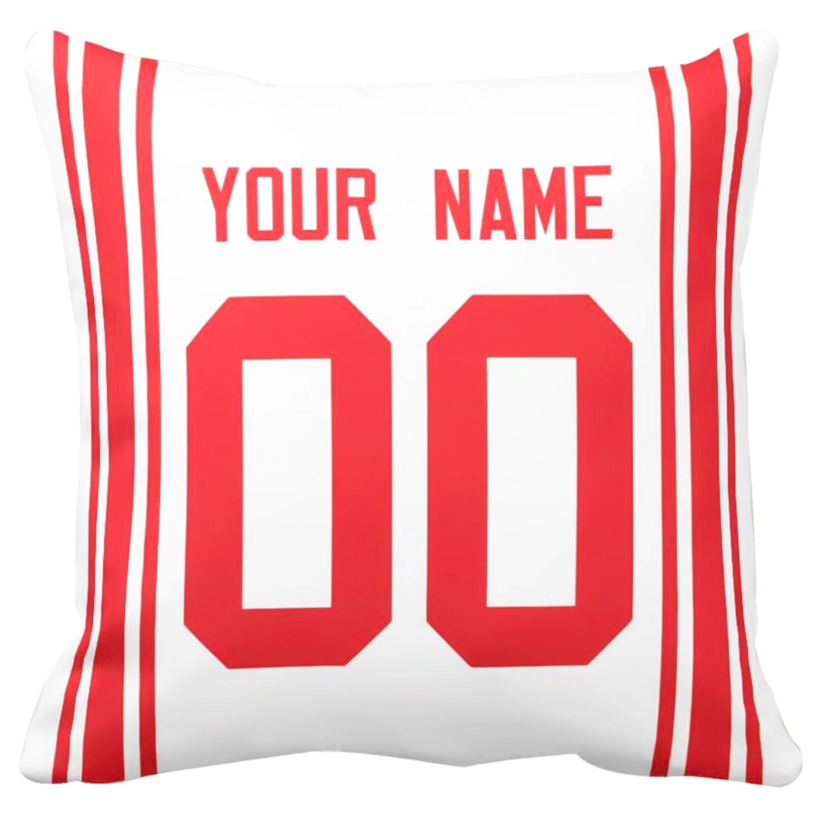 New York custom football throw pillow two-tone product view with name and number