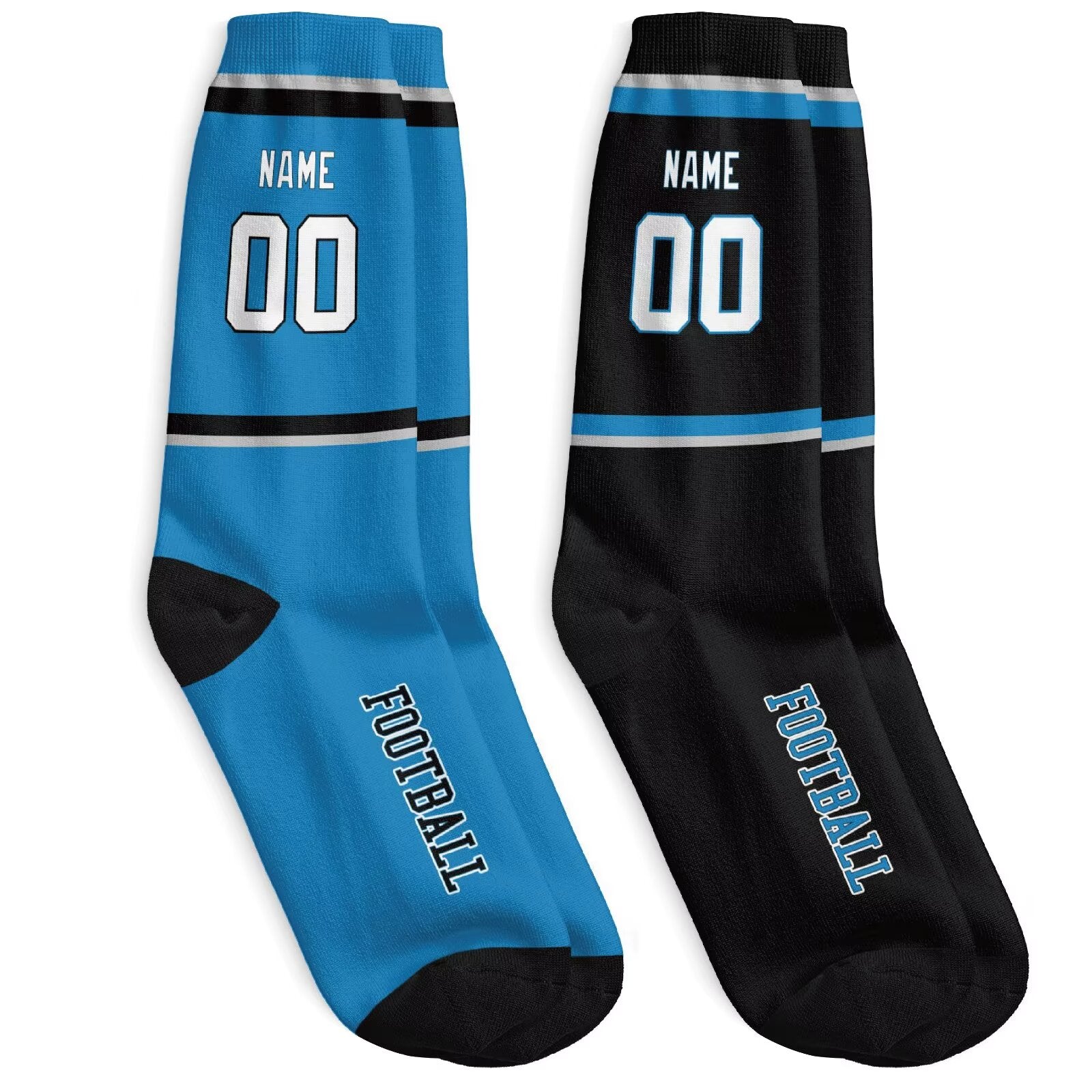 Custom Carolina Football Socks - Personalized Athletic Fan Crew Socks - Antking