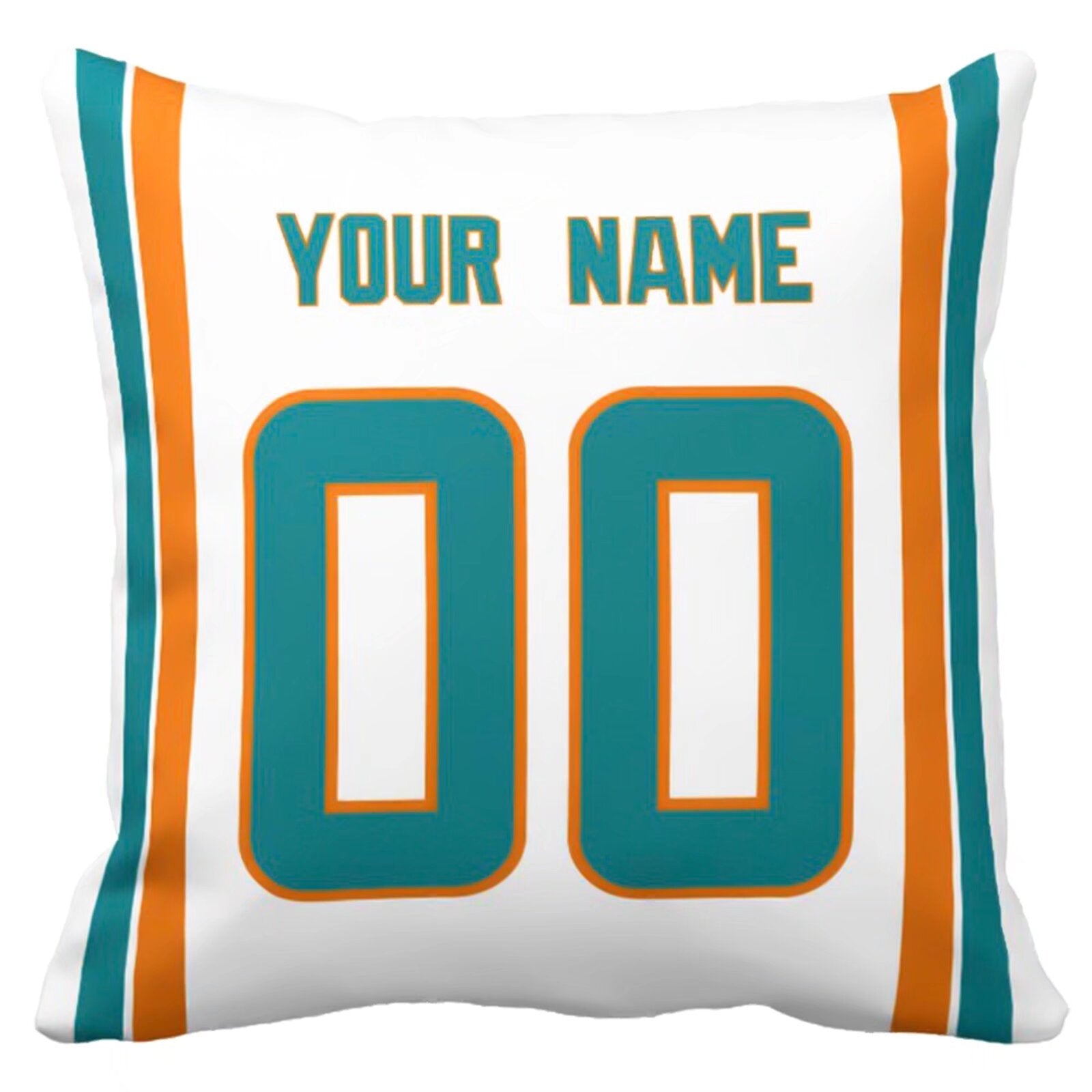 Miami custom name and number football pillow additional color front view