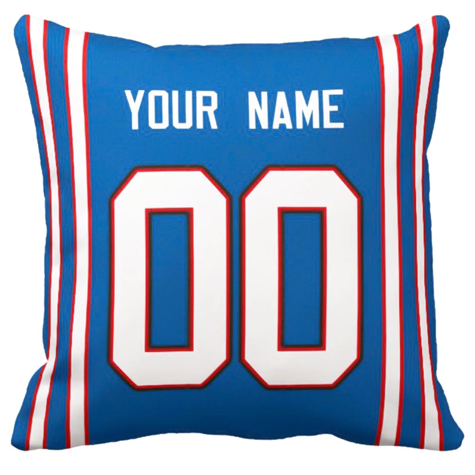 Buffalo personalized football pillow alternate front view with name and number design