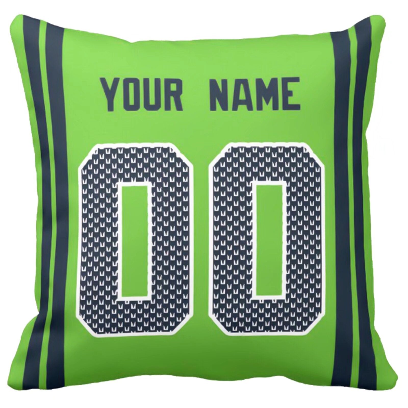 Seattle personalized football pillow alternate front view with name and number design