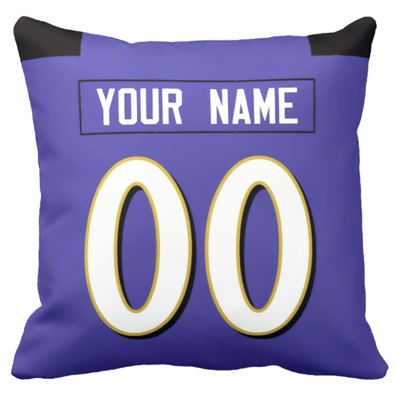 Baltimore personalized football pillow alternate back view with arched name and number