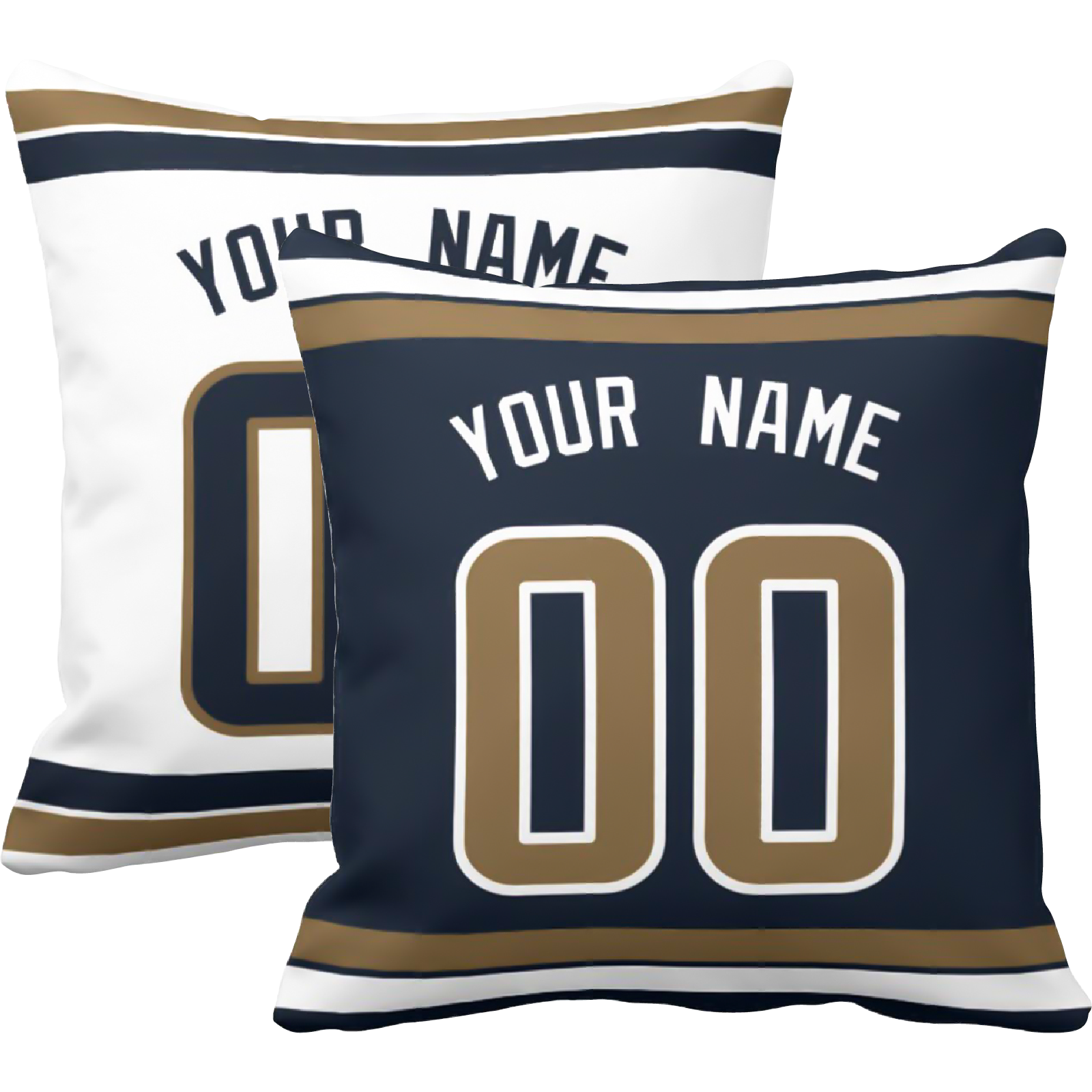 Los Angeles R personalized football throw pillow set with custom name and number in city-inspired colors