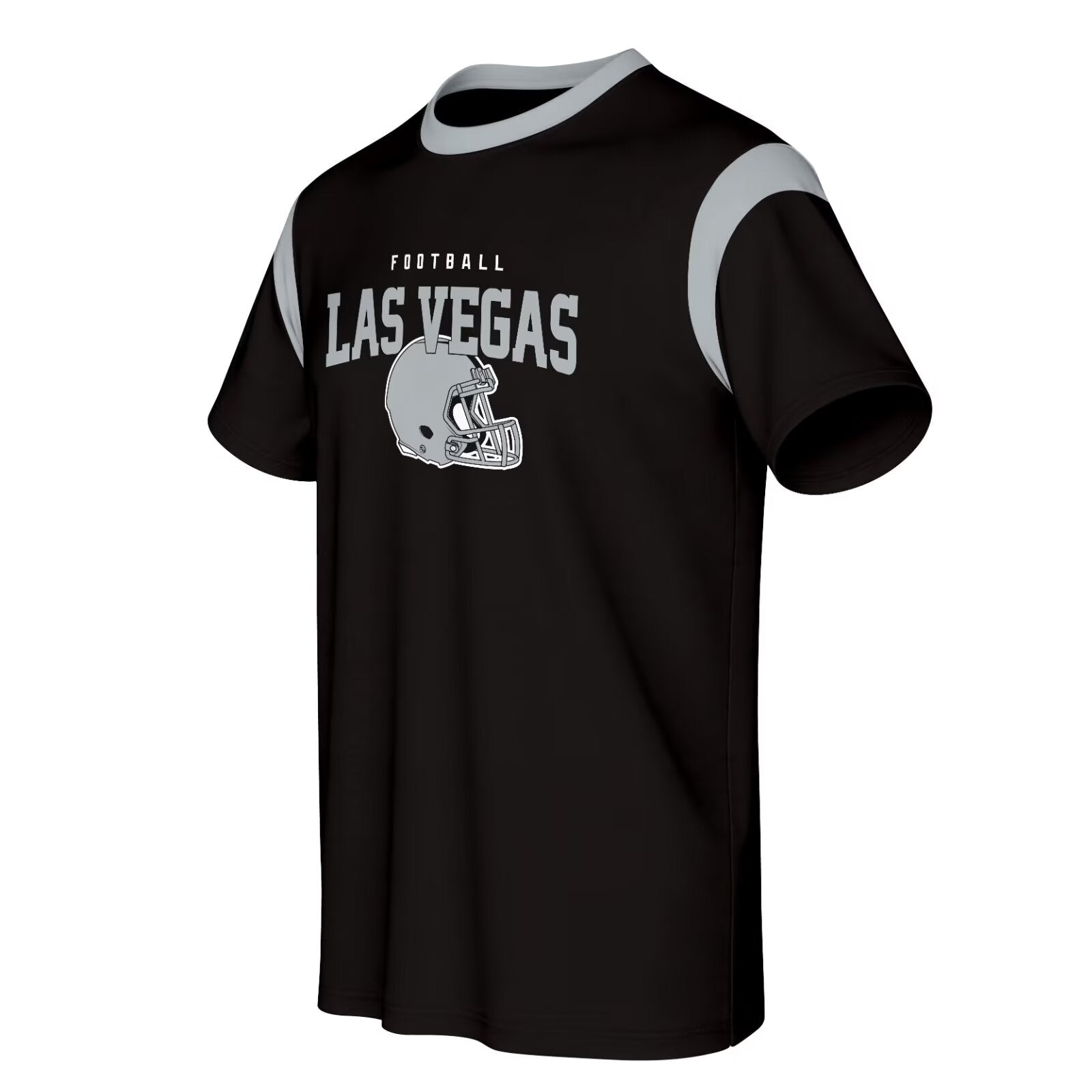 Las Vegas football style T-shirt front view with crewneck short sleeve design