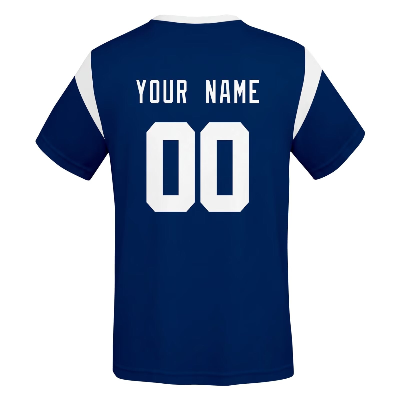 Indianapolis football style T-shirt back view with personalized name and number print