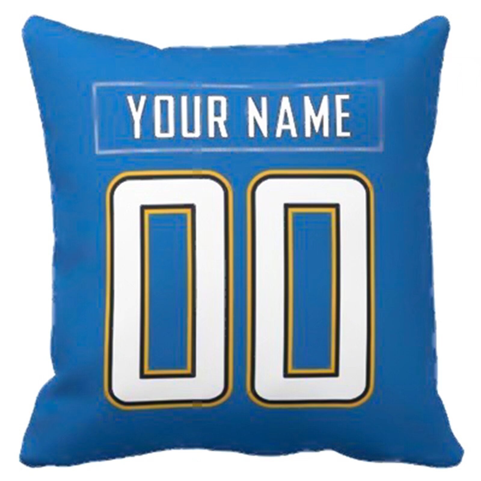 Los Angeles personalized football pillow alternate back view with arched name and number